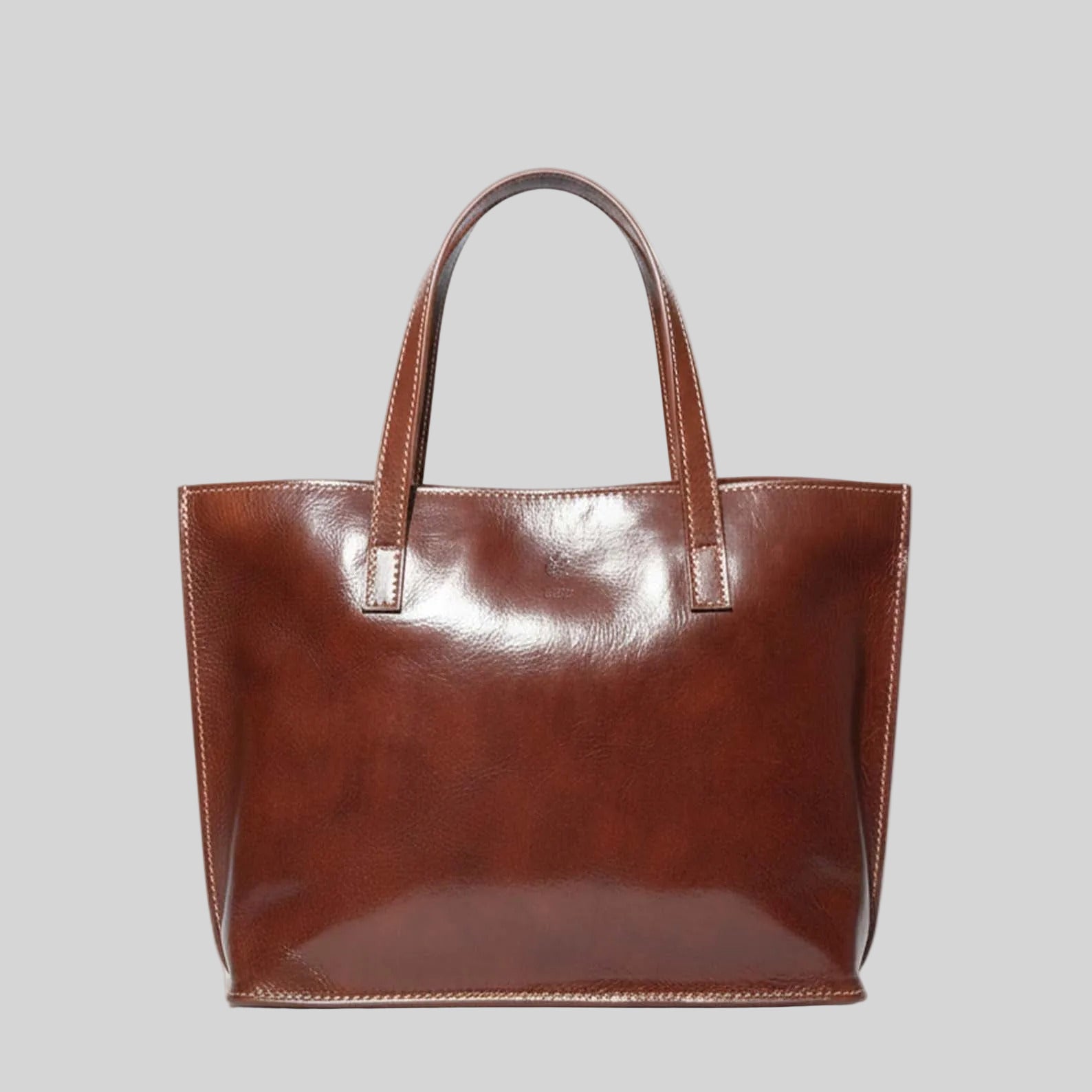 Italian Handmade Brown Leather Tote Bag , Elegant and Spacious Designer Bag from Florence