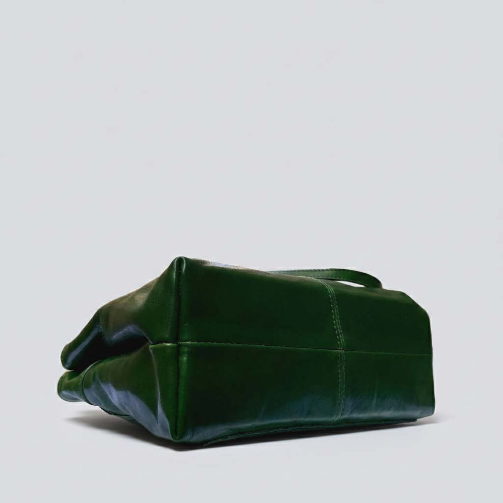 Italian Green Leather Tote Bag – Handmade Women’s Handbag from Florence, Made in Italy