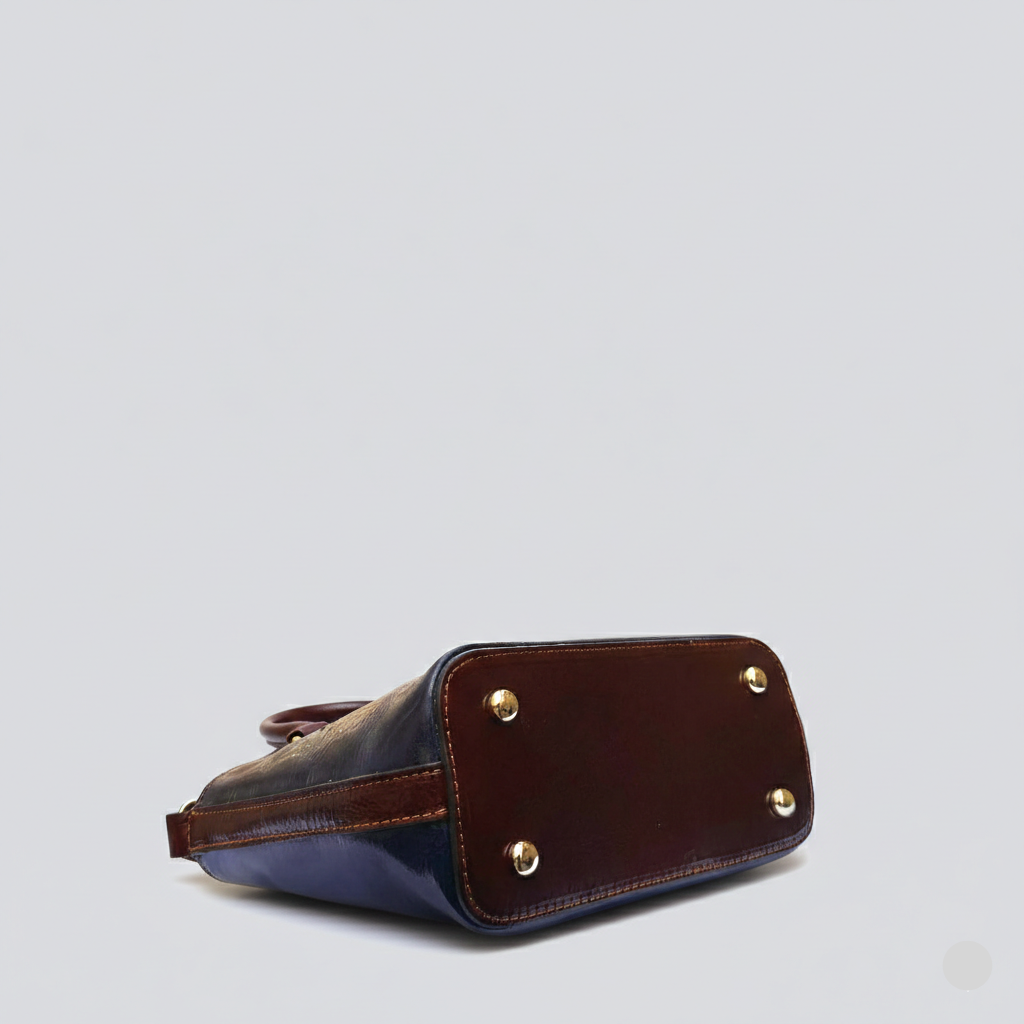 Italian Leather Tote Bag: Handmade Navy Blue Boat Bag, Florence