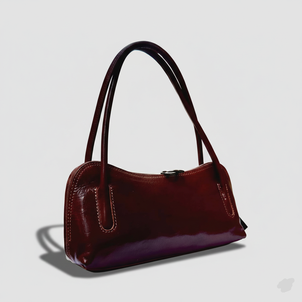 Italian Handmade Red Leather Handbag | Elegant Vintage-Style Shoulder Bag from Florence