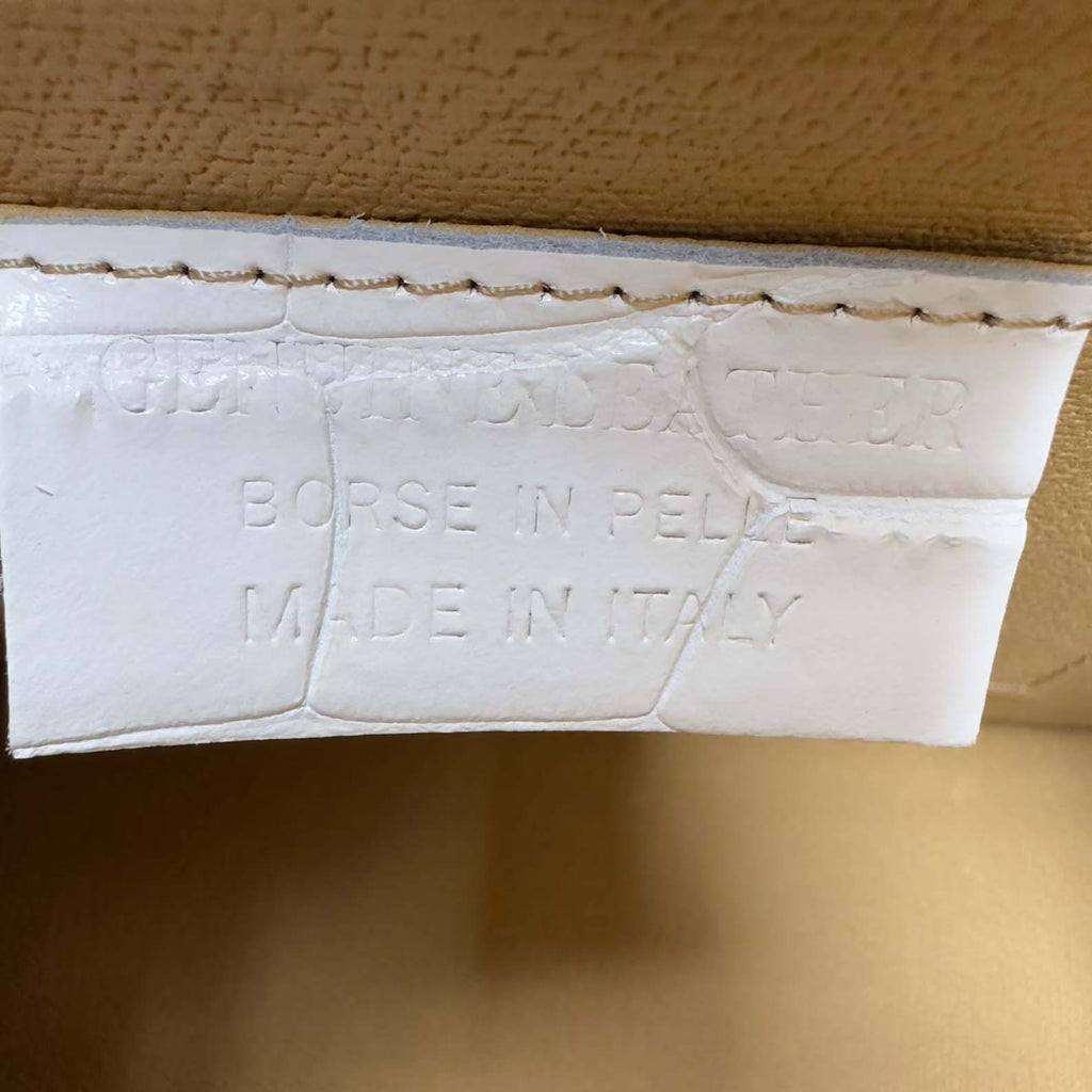 White Italian Leather Tote Bag – Elegant Top Handle Purse with Scarf – Handmade in Florence