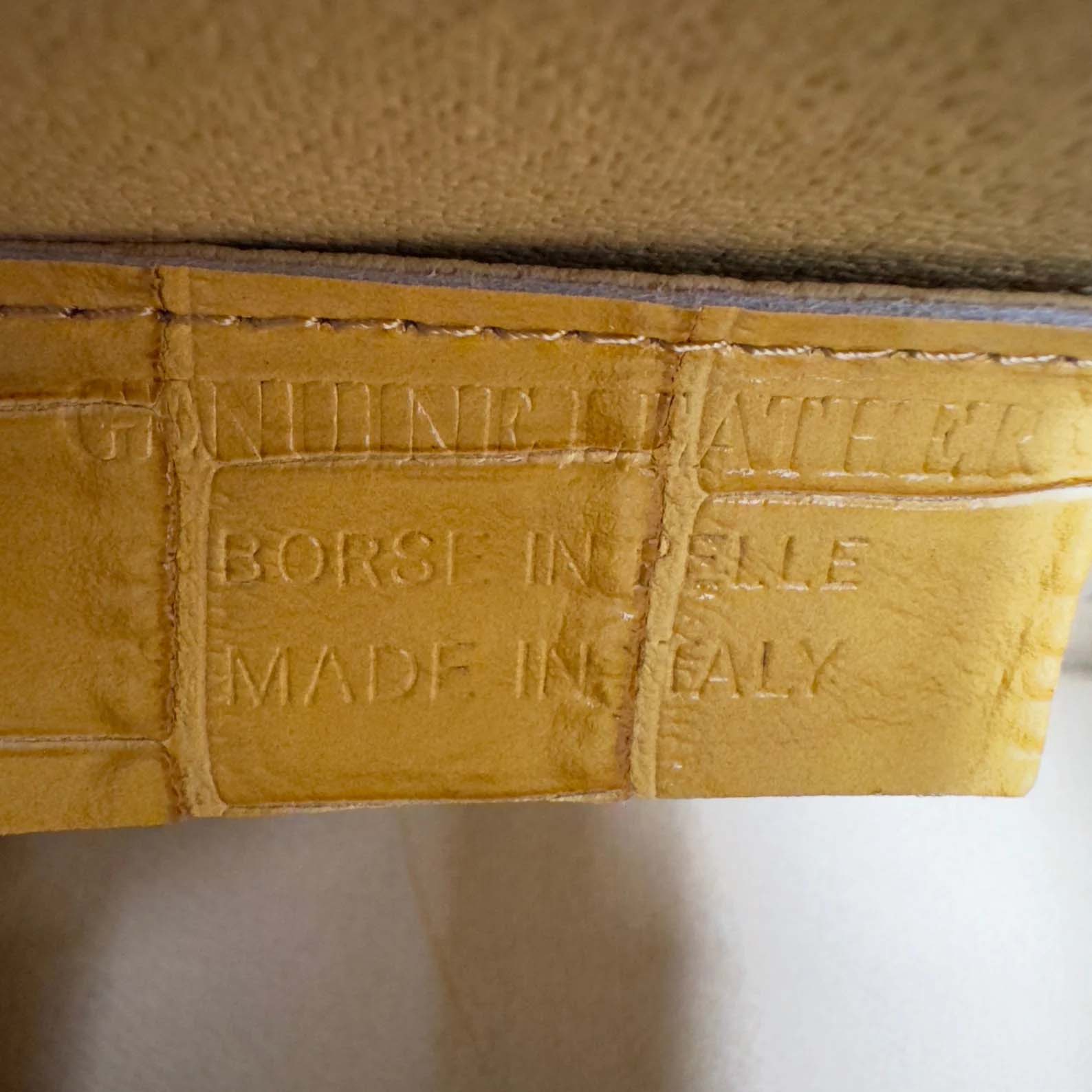 Yellow Italian Leather Tote Bag – Elegant Top Handle Purse with Scarf – Handmade in Florence