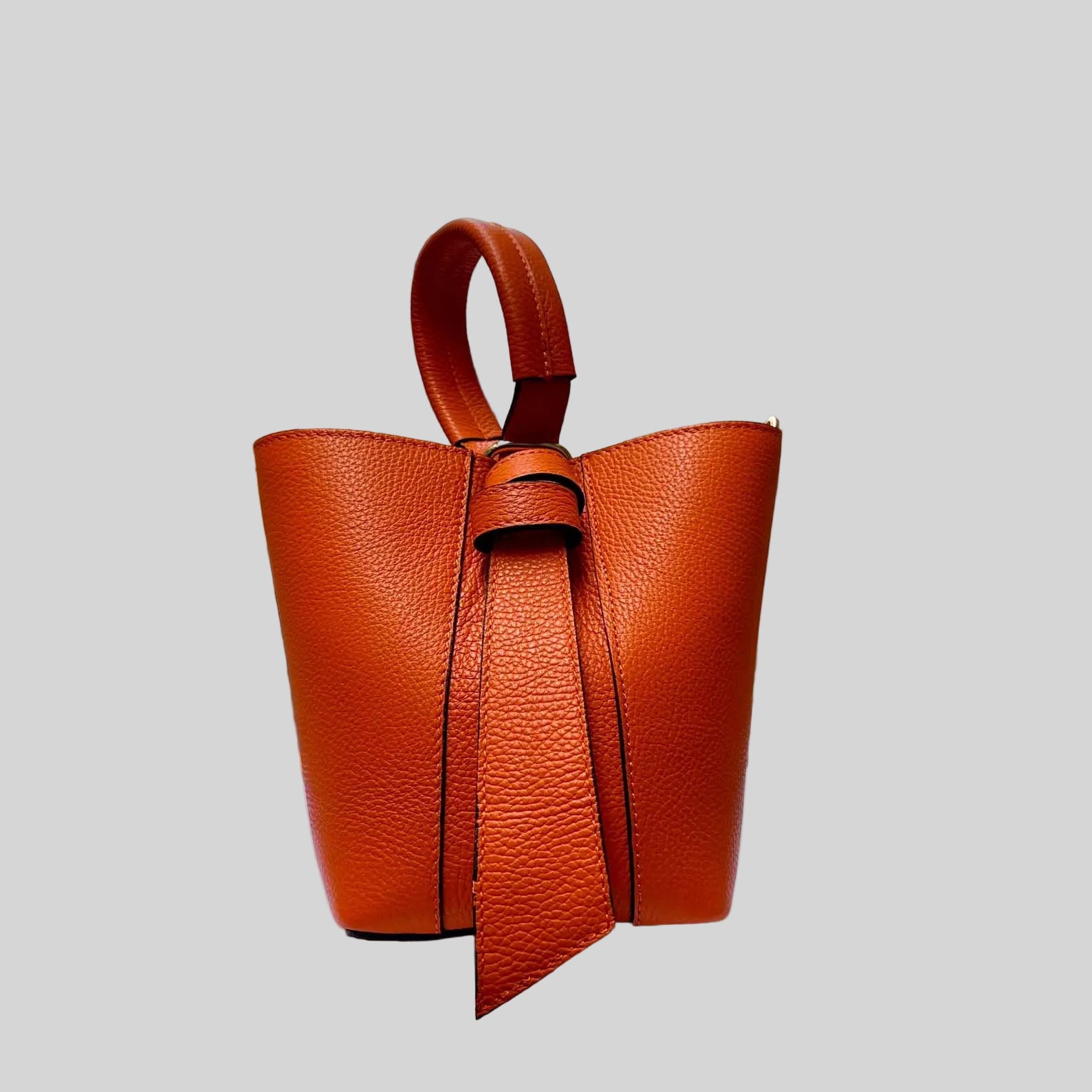 Italian Handmade Leather Bags For Women From Florence | Orange Bucket Bag