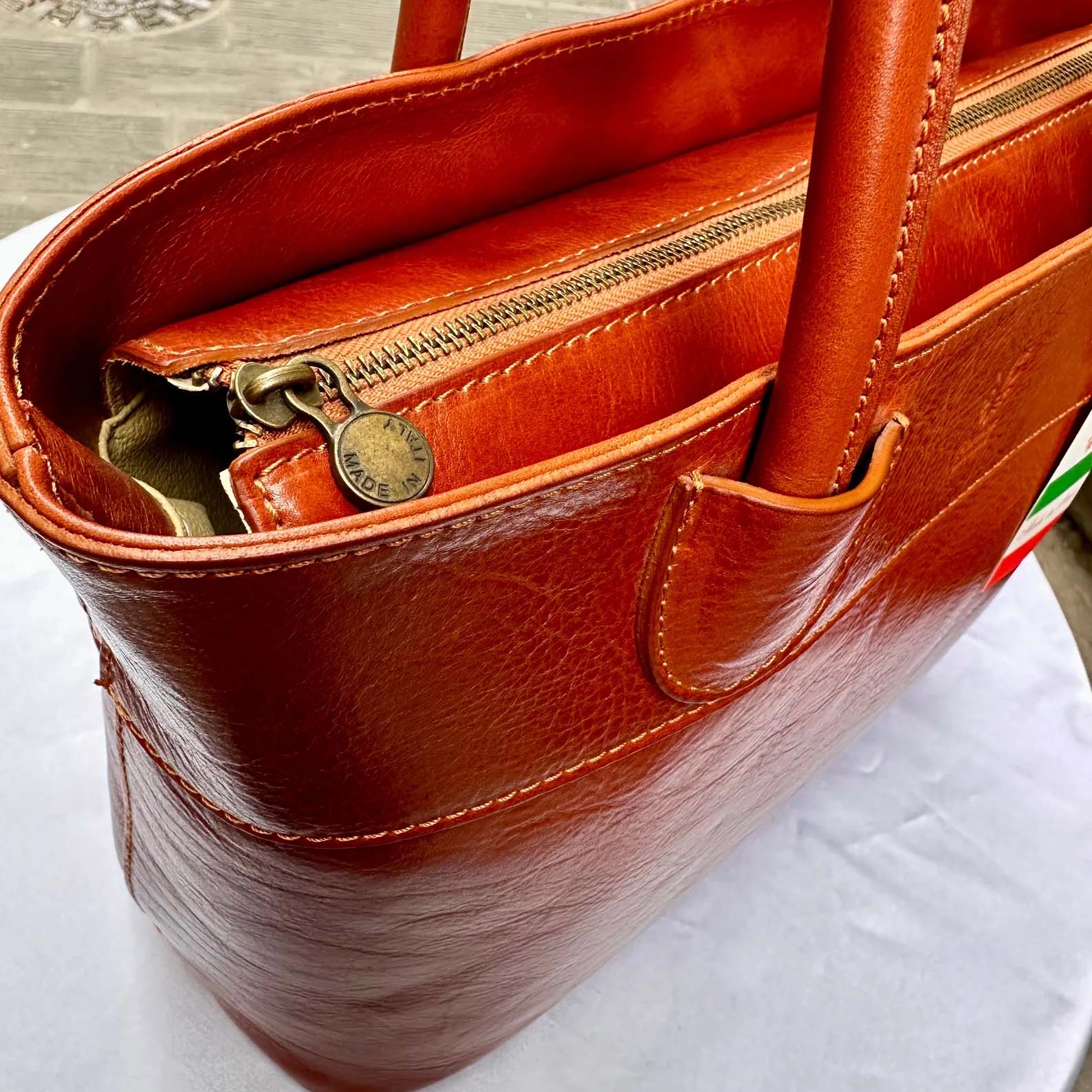 Handmade Italian Leather Tote Bag, Large Purse Made in Italy