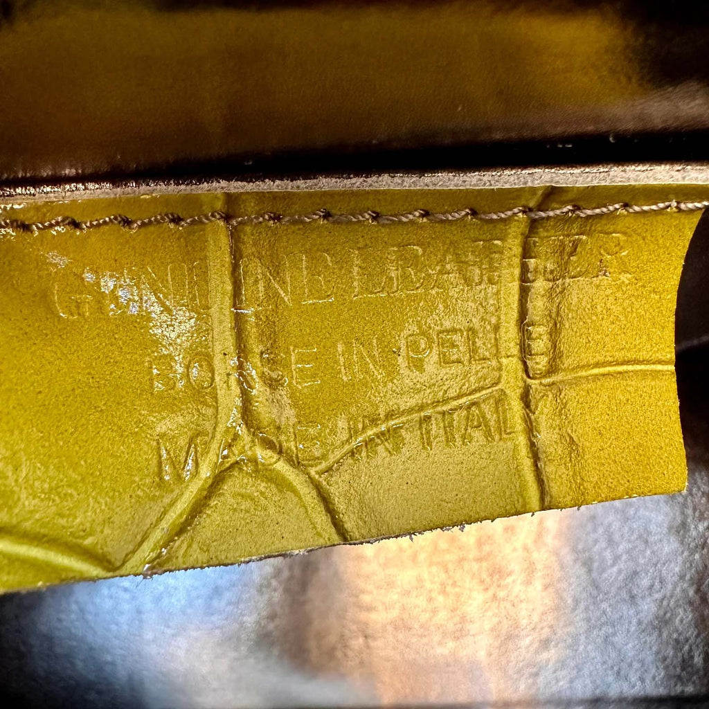 Lime Green Italian Leather Tote Bag – Elegant Top Handle Purse with Scarf – Handmade in Florence