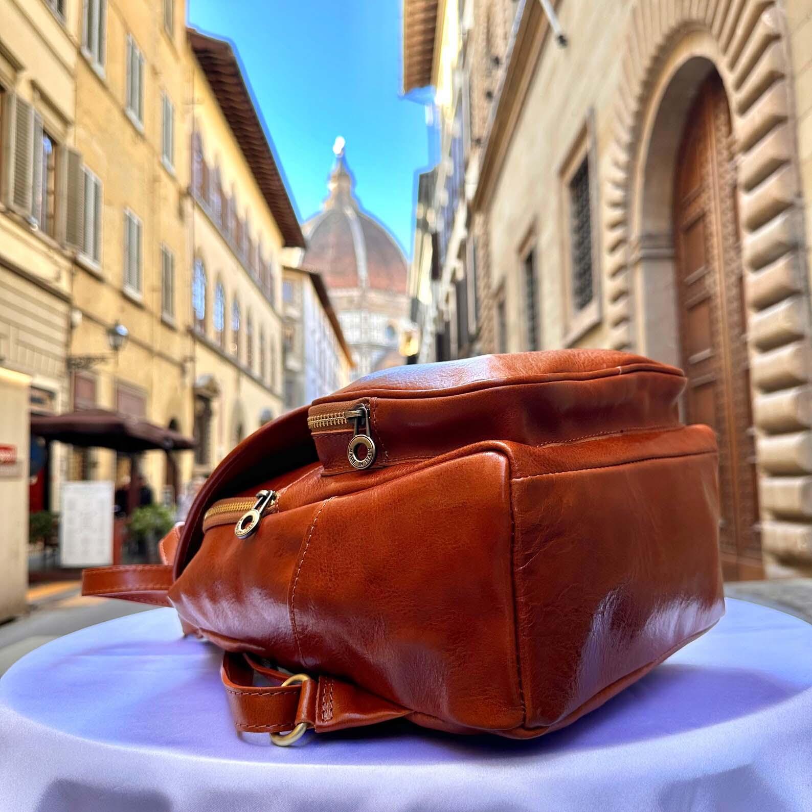 Italian Handmade Unisex Tuscan Leather Backpack from Florence, Italy – Stylish, Authentic, and Durable