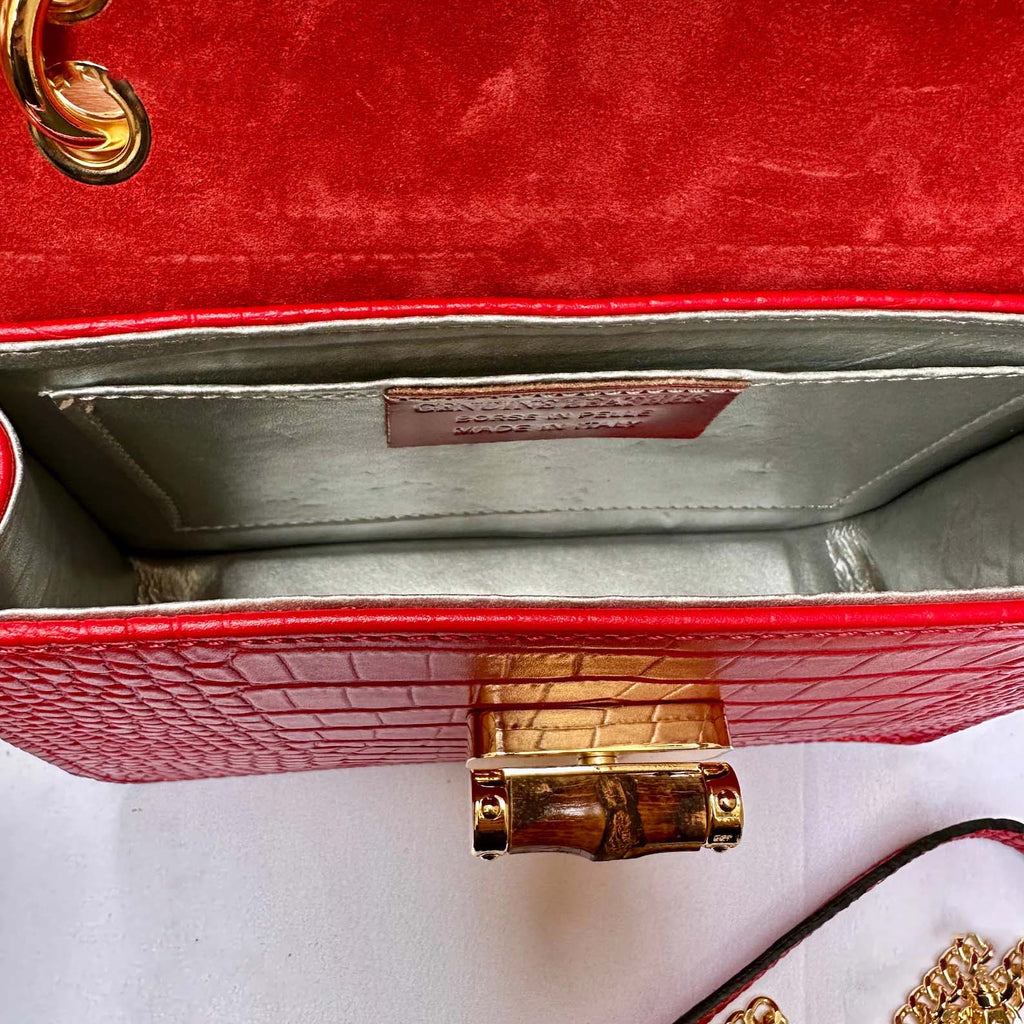 Italian Handmade Leather bag for women, Made in Italy, red leather purse