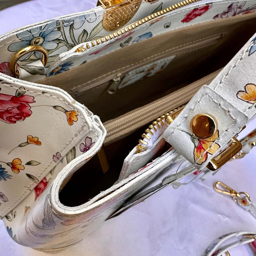 Italian Handmade Leather Bags For Woman l l Elegant Leather Tote From Florence || Made in Italy , Flower Purse