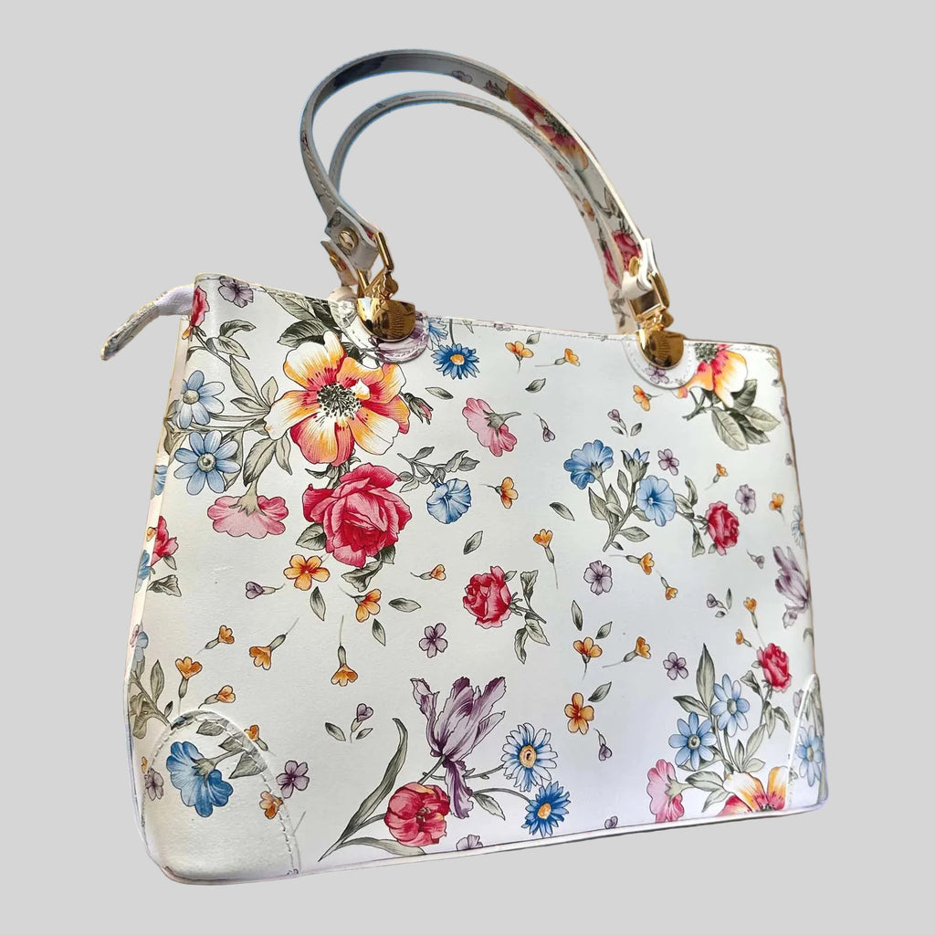 Italian Handmade Leather Bags For Woman l l Elegant Leather Tote From Florence || Made in Italy , Flower Purse