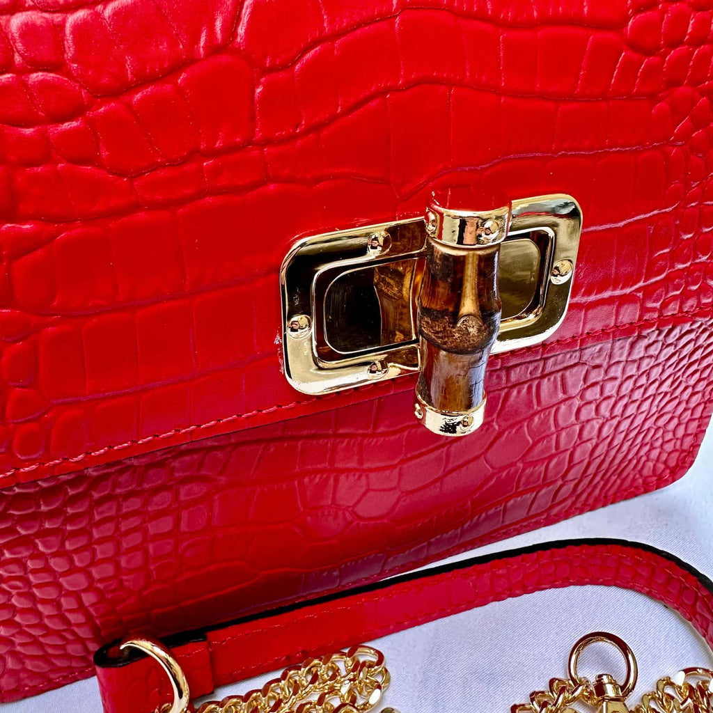 Italian Handmade Leather bag for women, Made in Italy, red leather purse