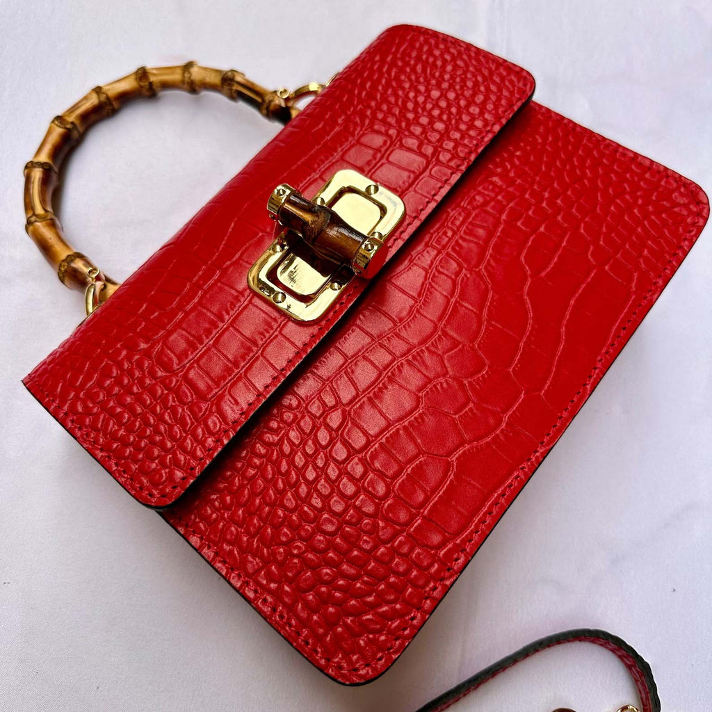 Italian Handmade Leather bag for women, Made in Italy, red leather purse