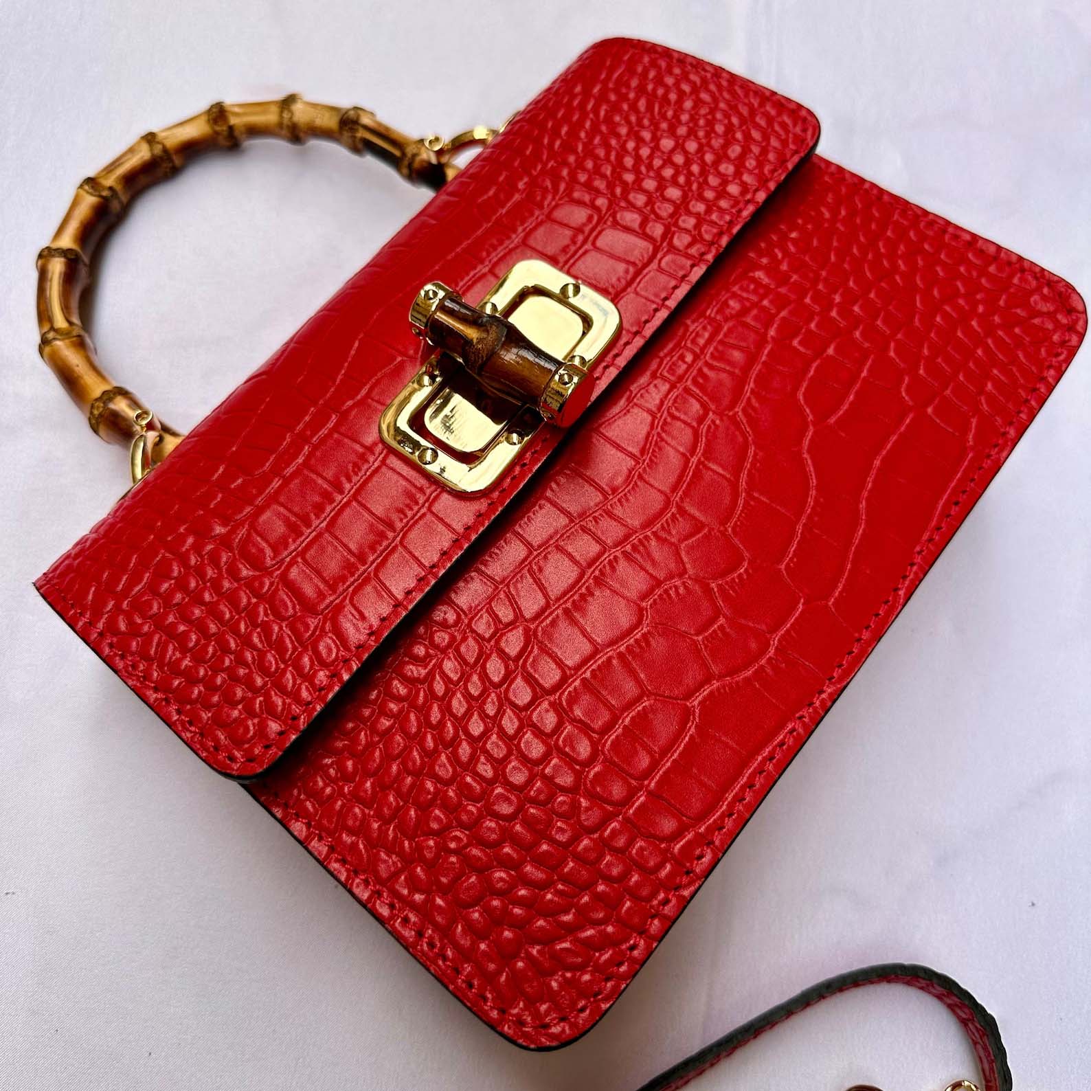 Italian Handmade Leather bag for women, Made in Italy, red leather purse