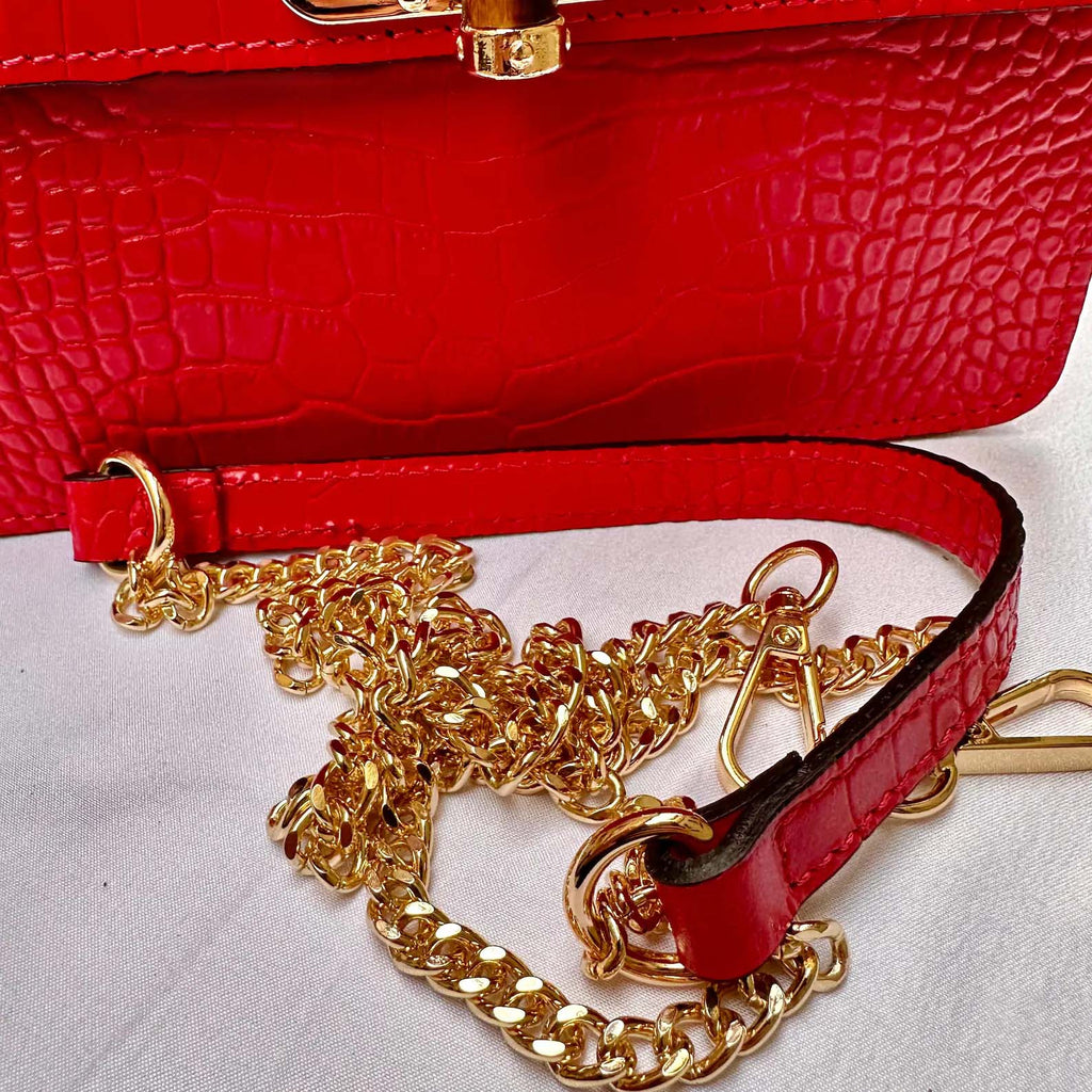 Italian Handmade Leather bag for women, Made in Italy, red leather purse