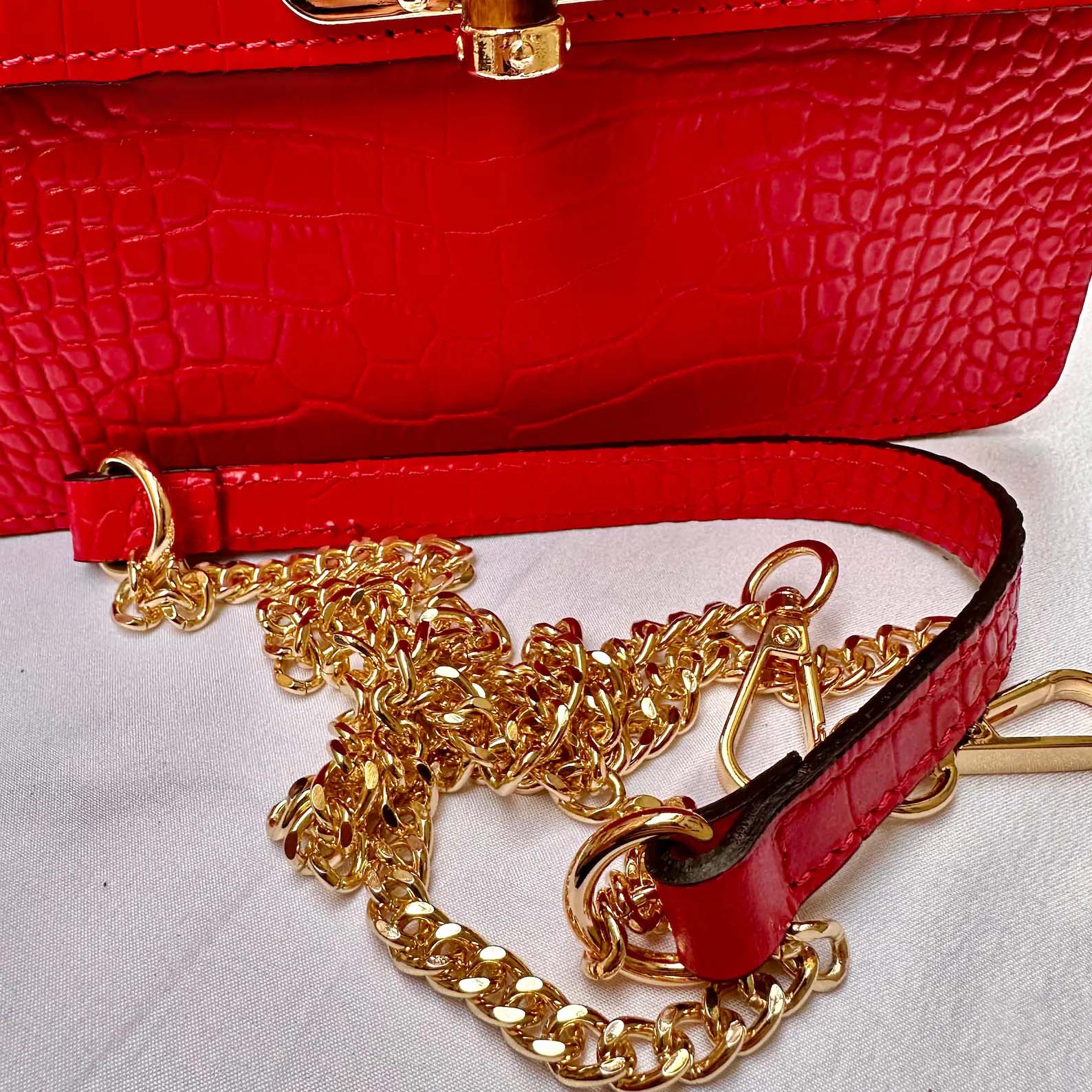 Italian Handmade Leather bag for women, Made in Italy, red leather purse