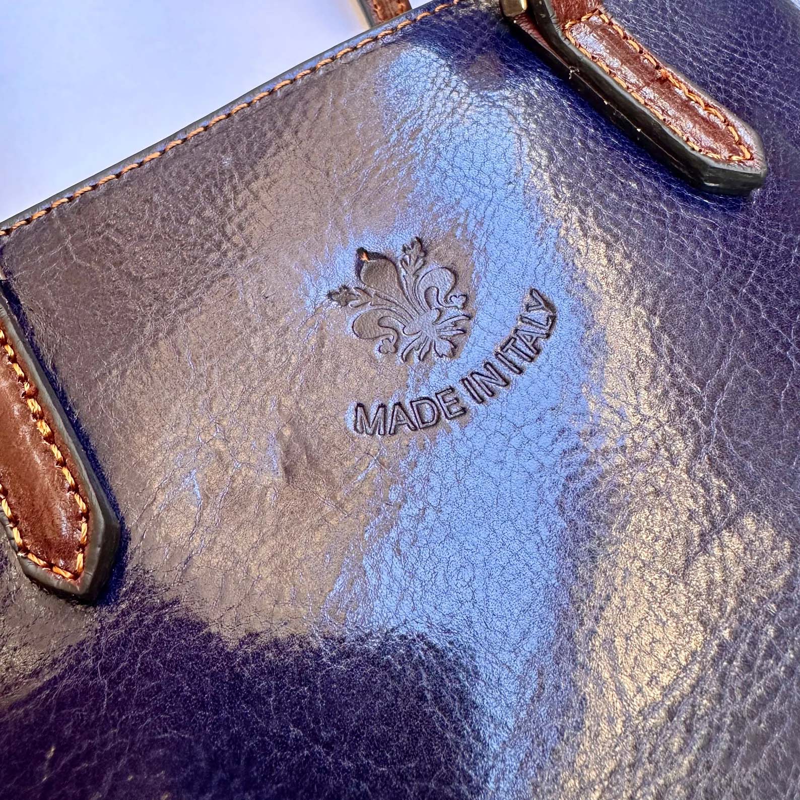 Italian Leather Tote Bag: Handmade Navy Blue Boat Bag, Florence