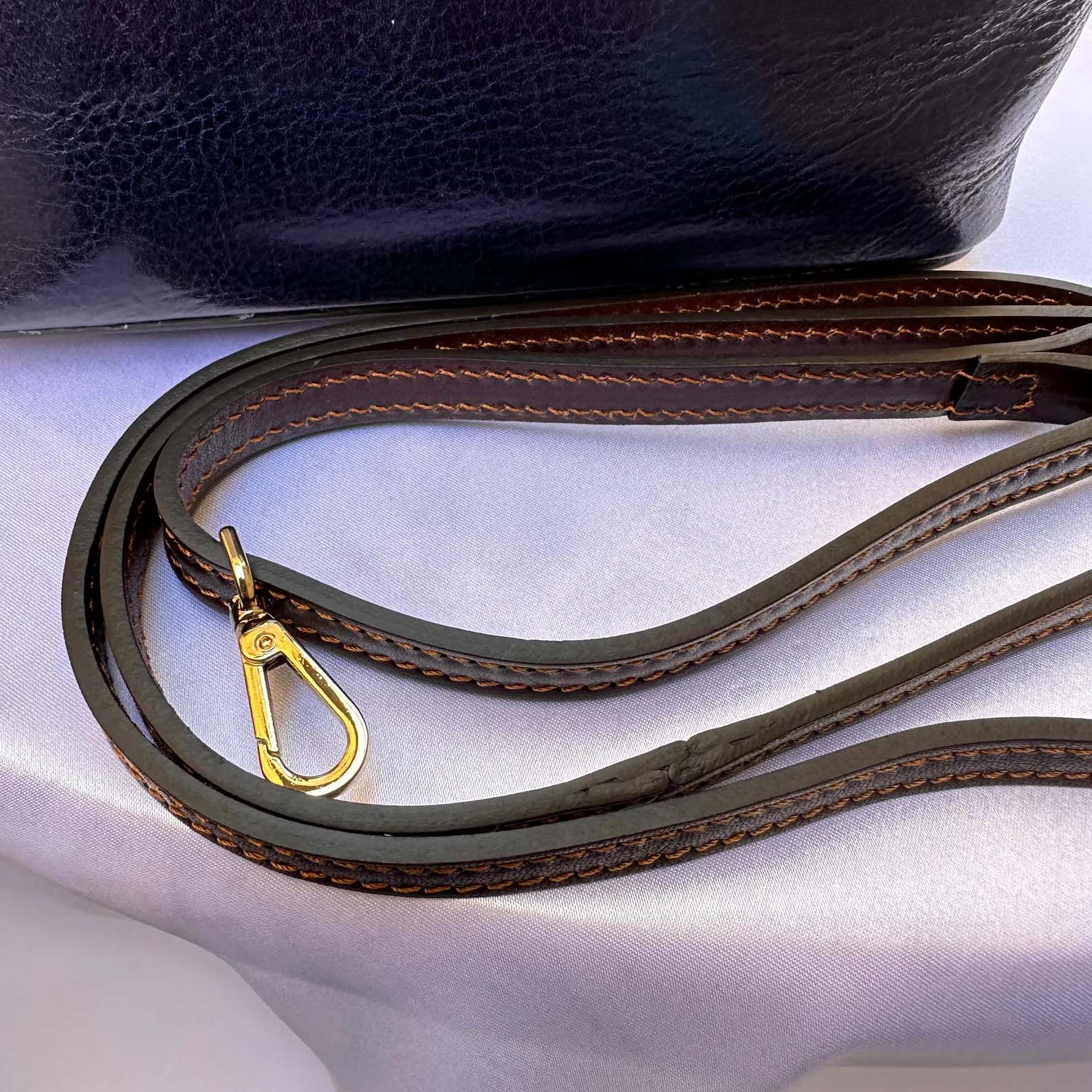 Italian Leather Tote Bag: Handmade Navy Blue Boat Bag, Florence