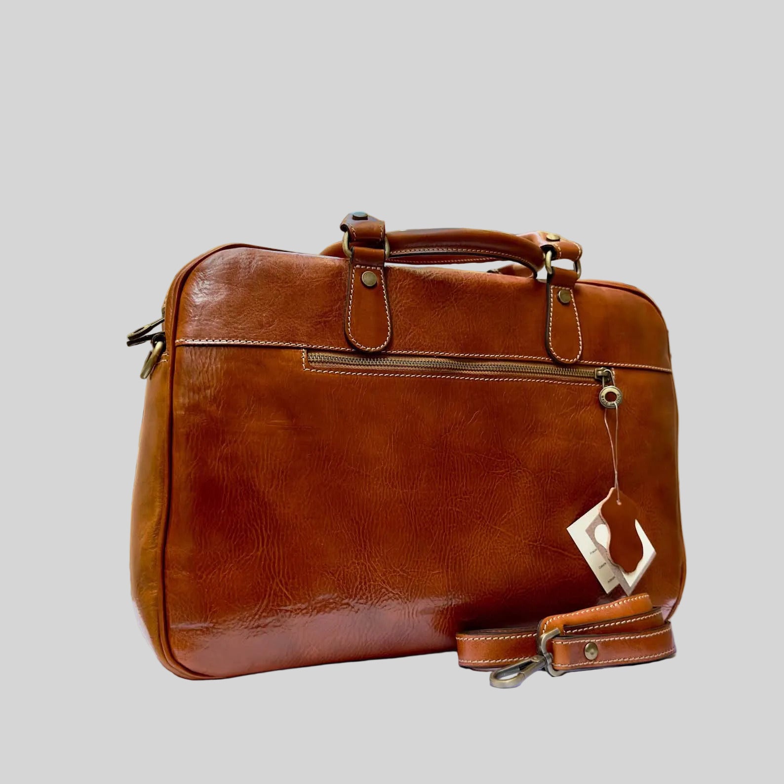 Handmade Italian Leather Briefcase: Men's Messenger Bag, Vintage Style