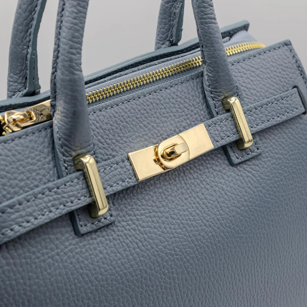 Italian Handmade Leather Bag For Women | Elegant Leather Tote Bag From Florence, Blue Bag, Made in Italy