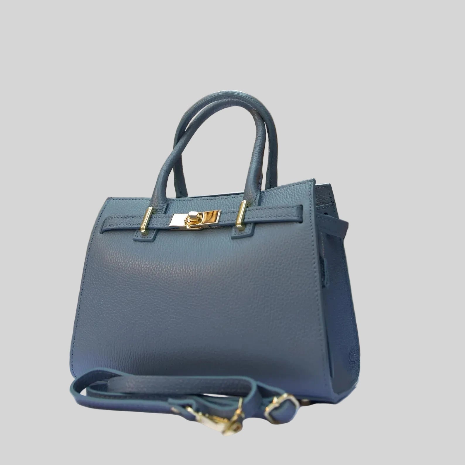 Italian Handmade Leather Bag For Women | Elegant Leather Tote Bag From Florence, Blue Bag, Made in Italy