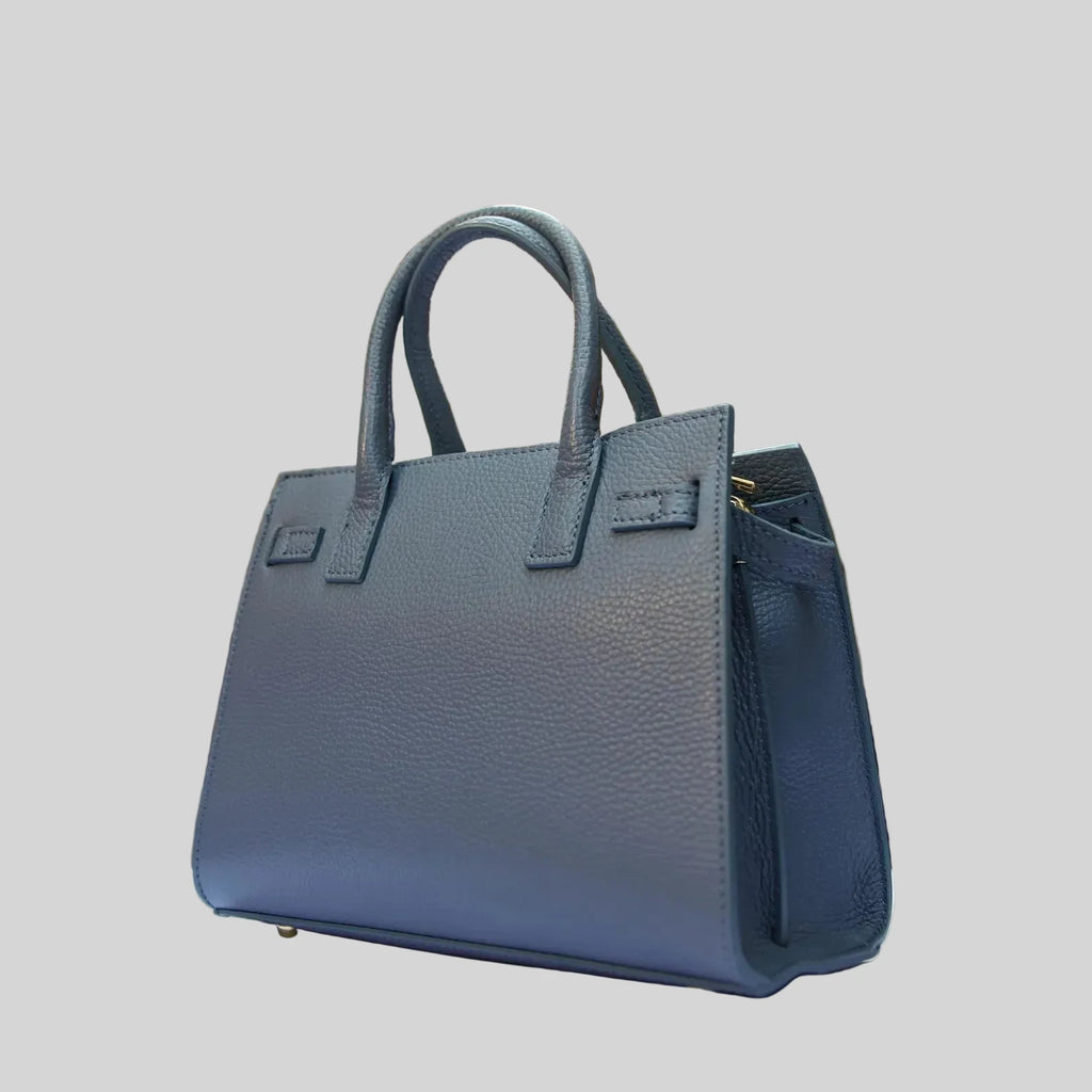 Italian Handmade Leather Bag For Women | Elegant Leather Tote Bag From Florence, Blue Bag, Made in Italy