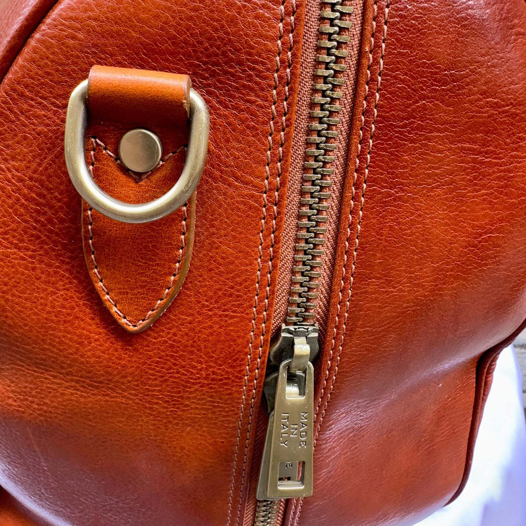 Italian Leather Duffle Bag: Handmade Travel Bag, Florence Italy