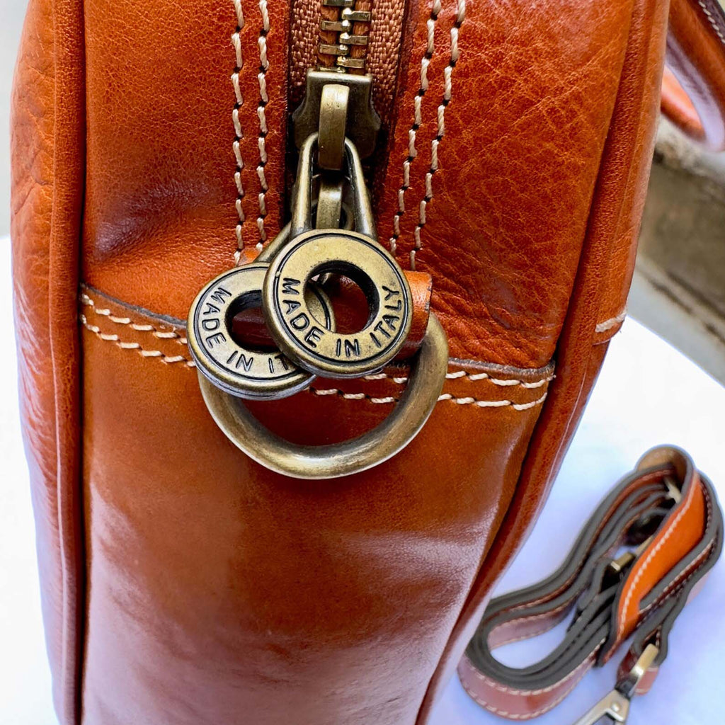 Handmade Italian Leather Briefcase: Men's Messenger Bag, Vintage Style