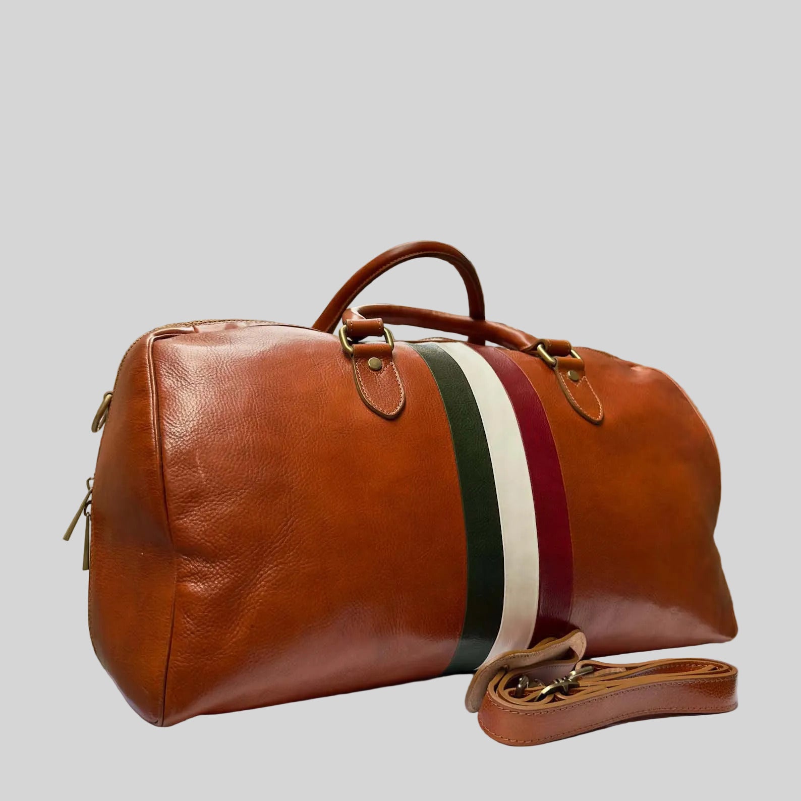 Italian Leather Duffle Bag: Handmade Travel Bag, Florence Italy