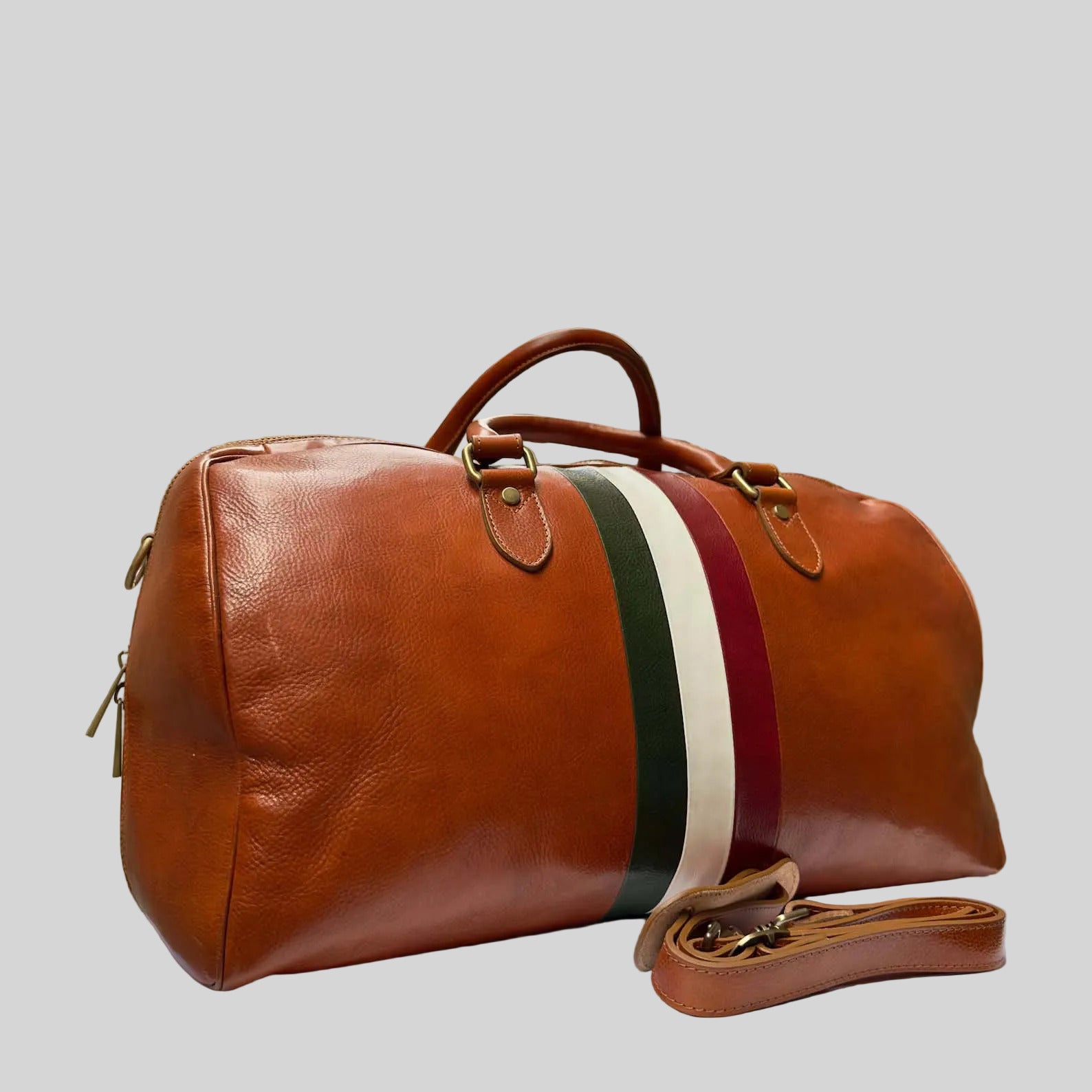 Italian Leather Duffle Bag: Handmade Travel Bag, Florence Italy