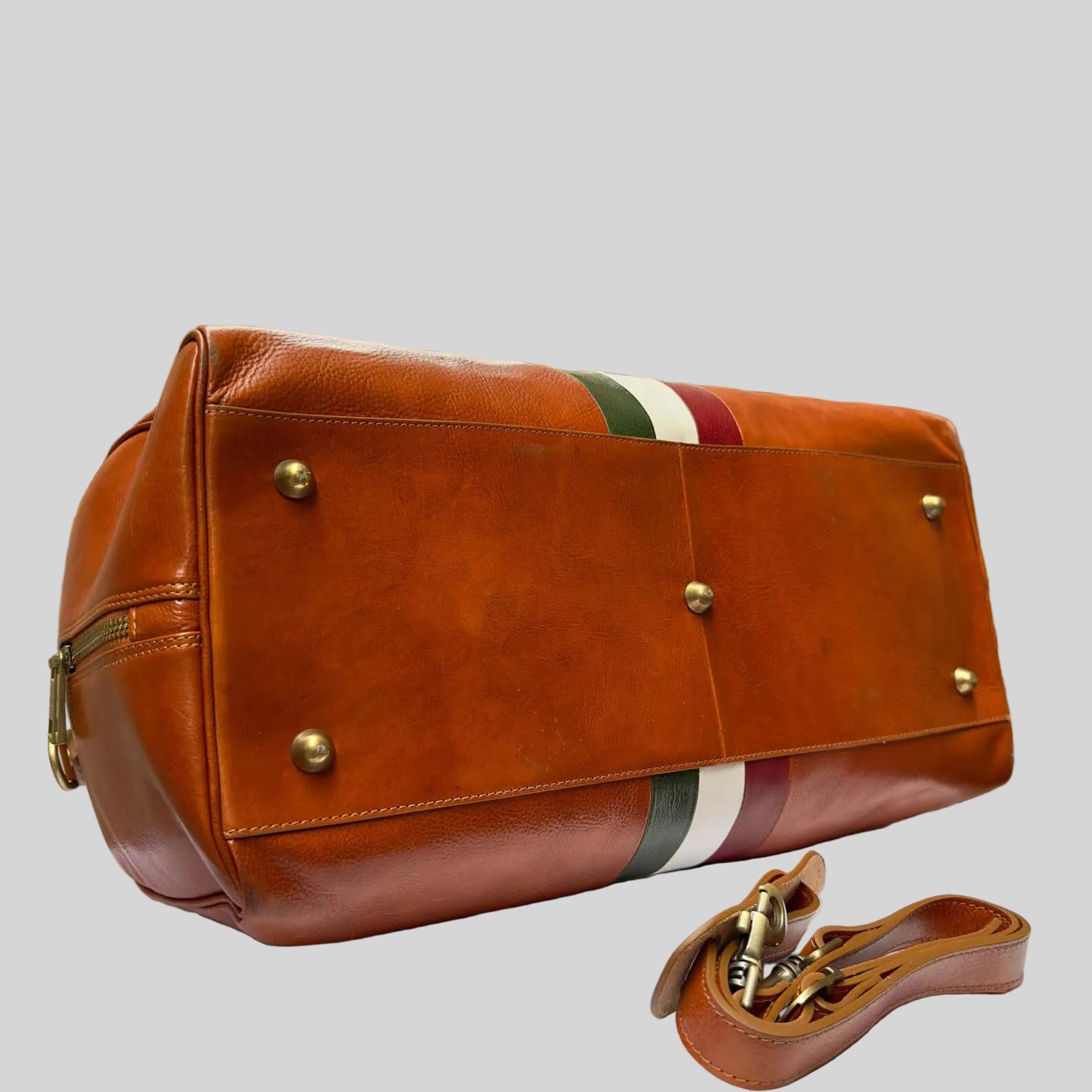 Italian Leather Duffle Bag: Handmade Travel Bag, Florence Italy