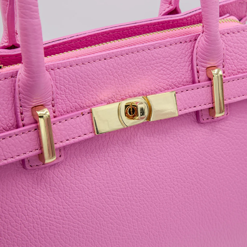 Italian Handmade Leather Bags for Women | Elegant Pink Leather Tote from Florence | Everyday Purse, Made in Italy