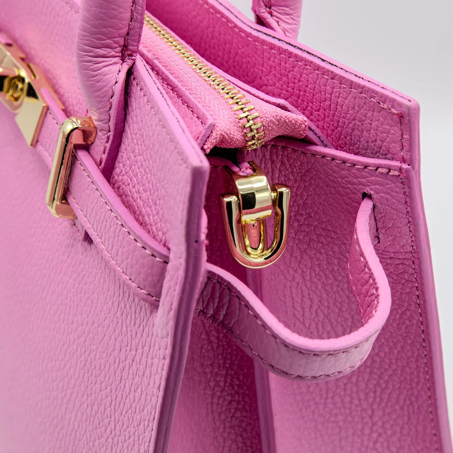 Italian Handmade Leather Bags for Women | Elegant Pink Leather Tote from Florence | Everyday Purse, Made in Italy