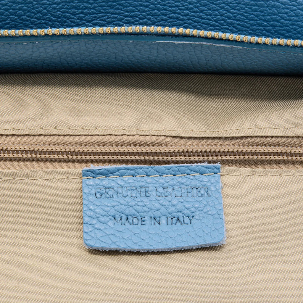 Italian Handmade Leather Bags For Woman ‖ Elegant Leather Tote From Florence, Light Blue Bag, Made in Italy