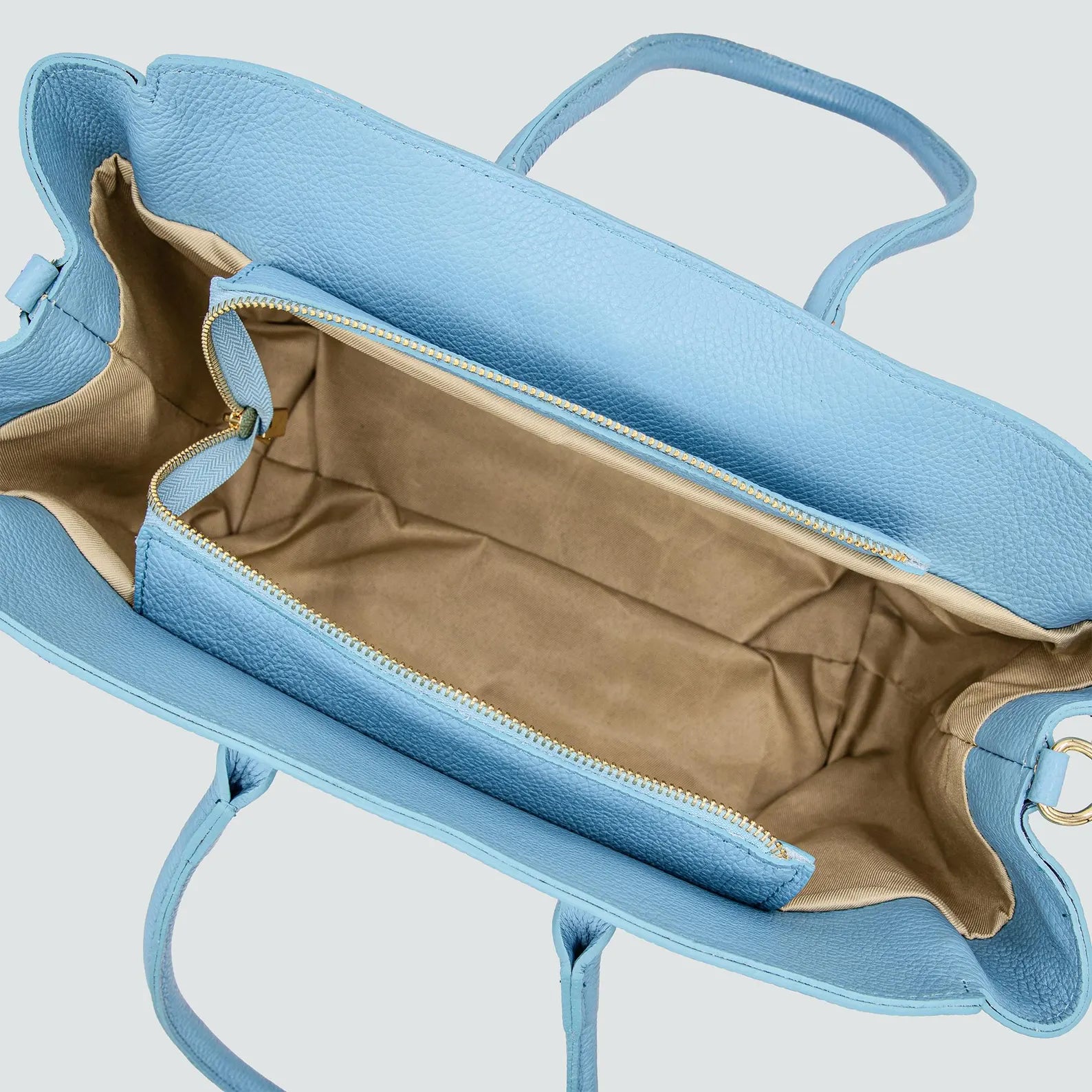 Italian Handmade Leather Bags For Woman ‖ Elegant Leather Tote From Florence, Light Blue Bag, Made in Italy