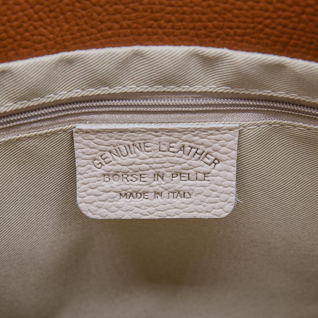 Italian Handmade Leather Tote Bag | Brown Pebbled Leather Handbag for Women | Elegant Work Bag Made in Florence Italy | Top Handle Purse