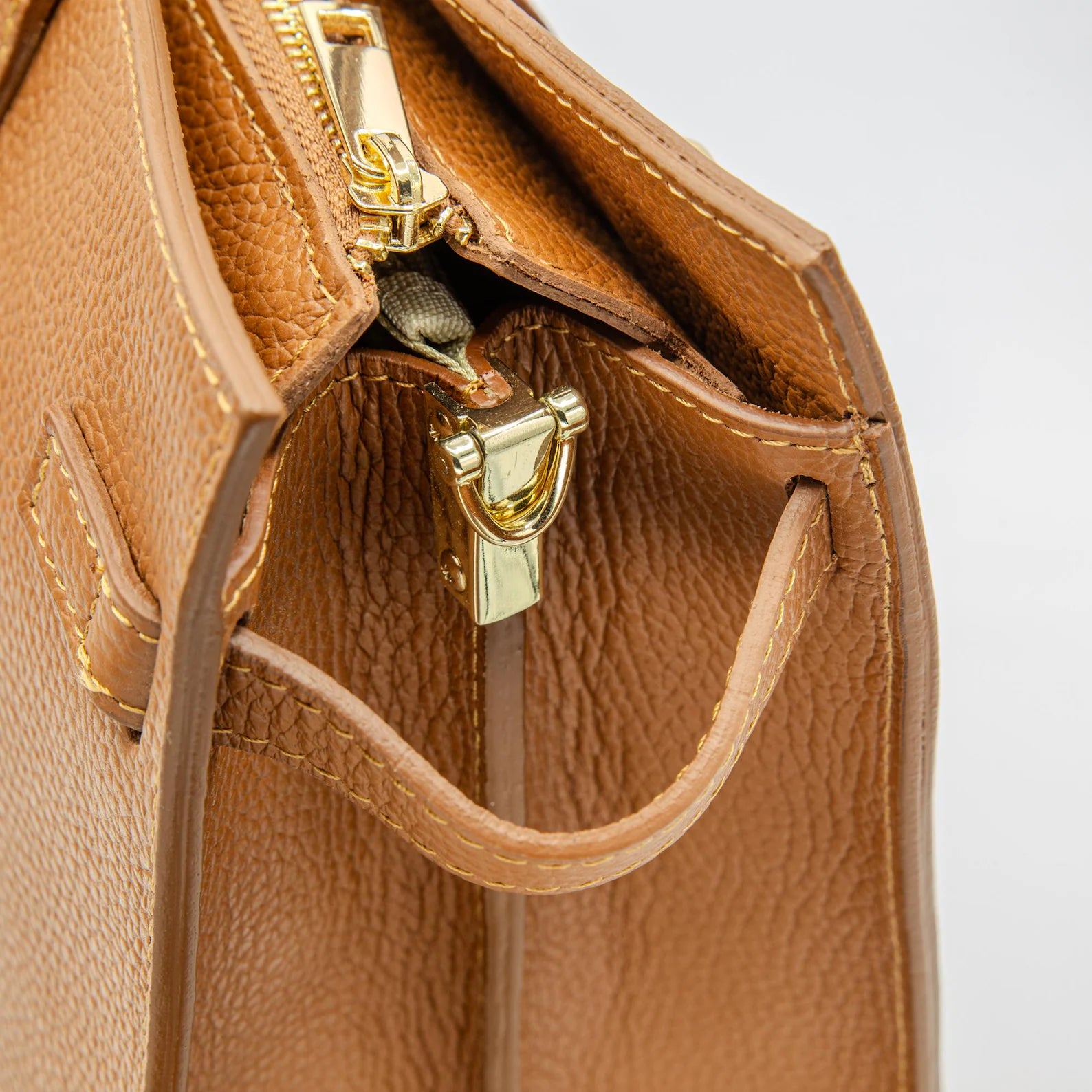 Italian Handmade Leather Tote Bag | Brown Pebbled Leather Handbag for Women | Elegant Work Bag Made in Florence Italy | Top Handle Purse