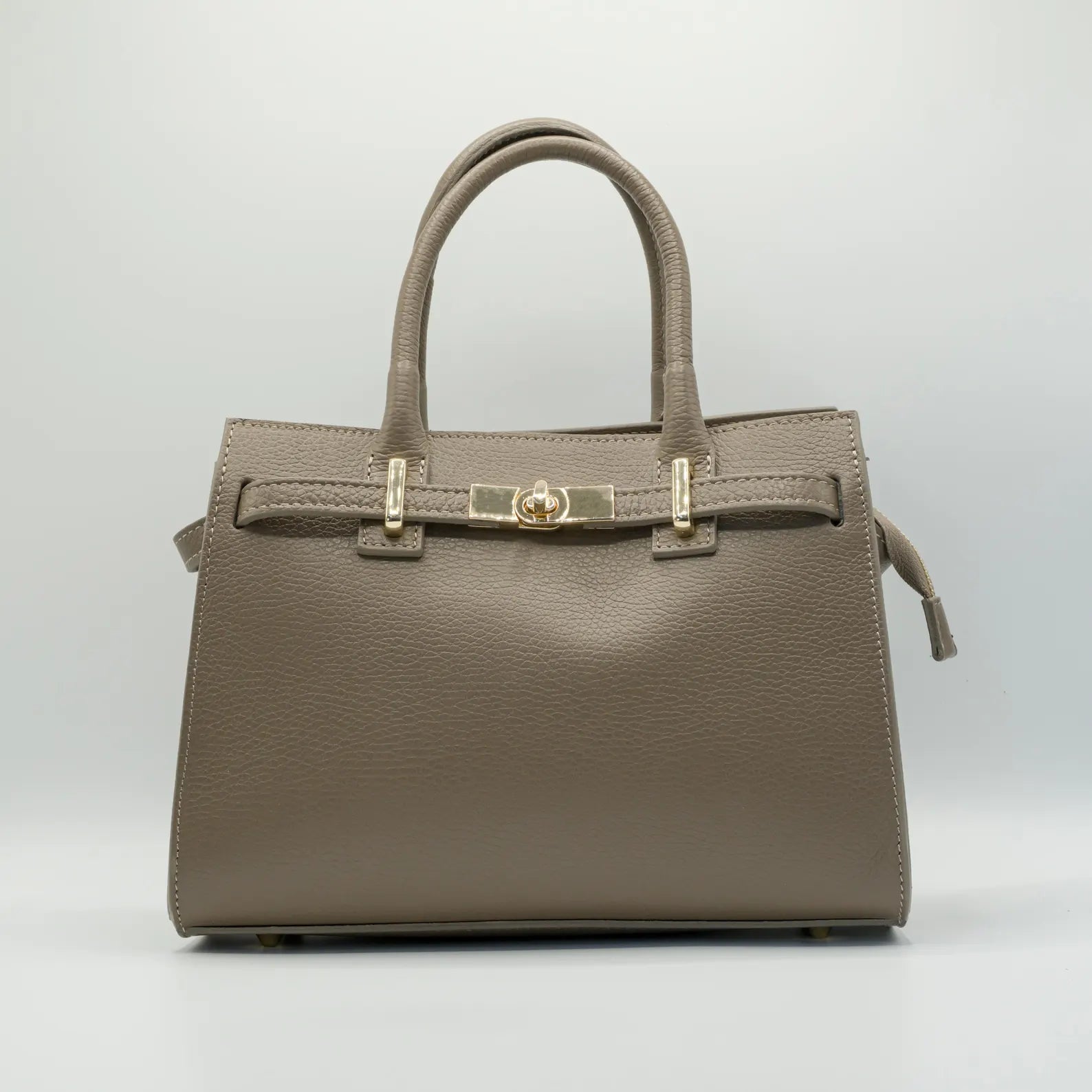 Italian Handmade Leather Bag for Women | Elegant Taupe Tote From Florence, Made in Italy | Luxury Top Handle Purse