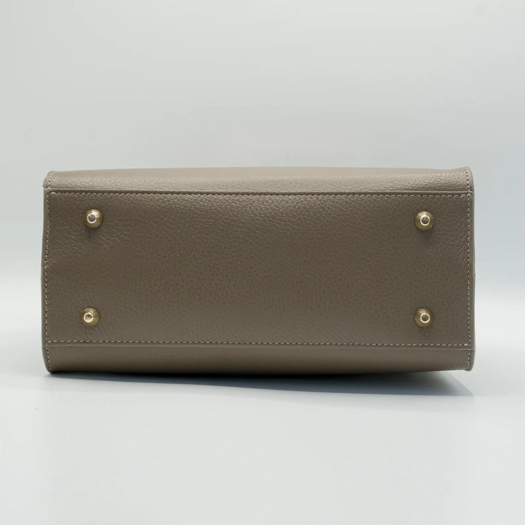 Italian Handmade Leather Bag for Women | Elegant Taupe Tote From Florence, Made in Italy | Luxury Top Handle Purse