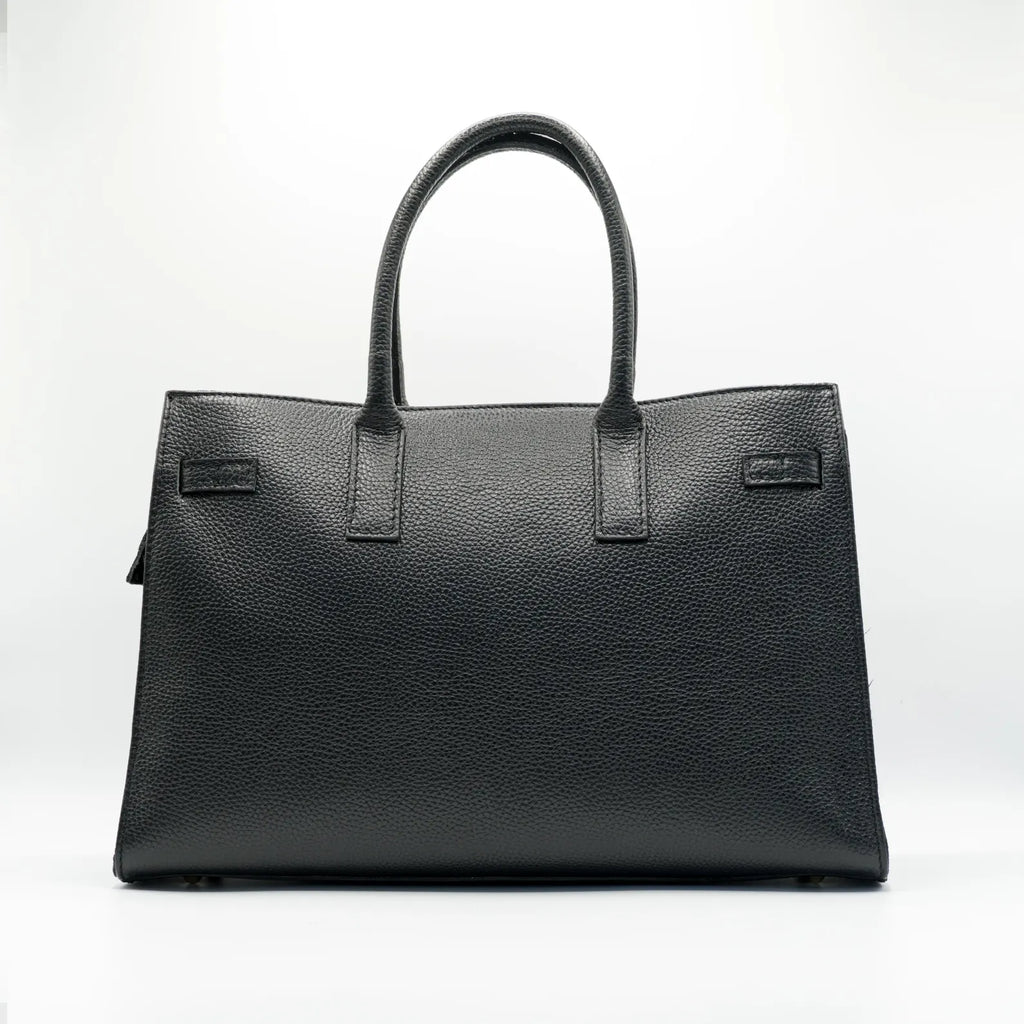 Italian Handmade Leather Bag for Women | Elegant Black Leather Tote From Florence, Made in Italy | Luxury Top Handle Purse