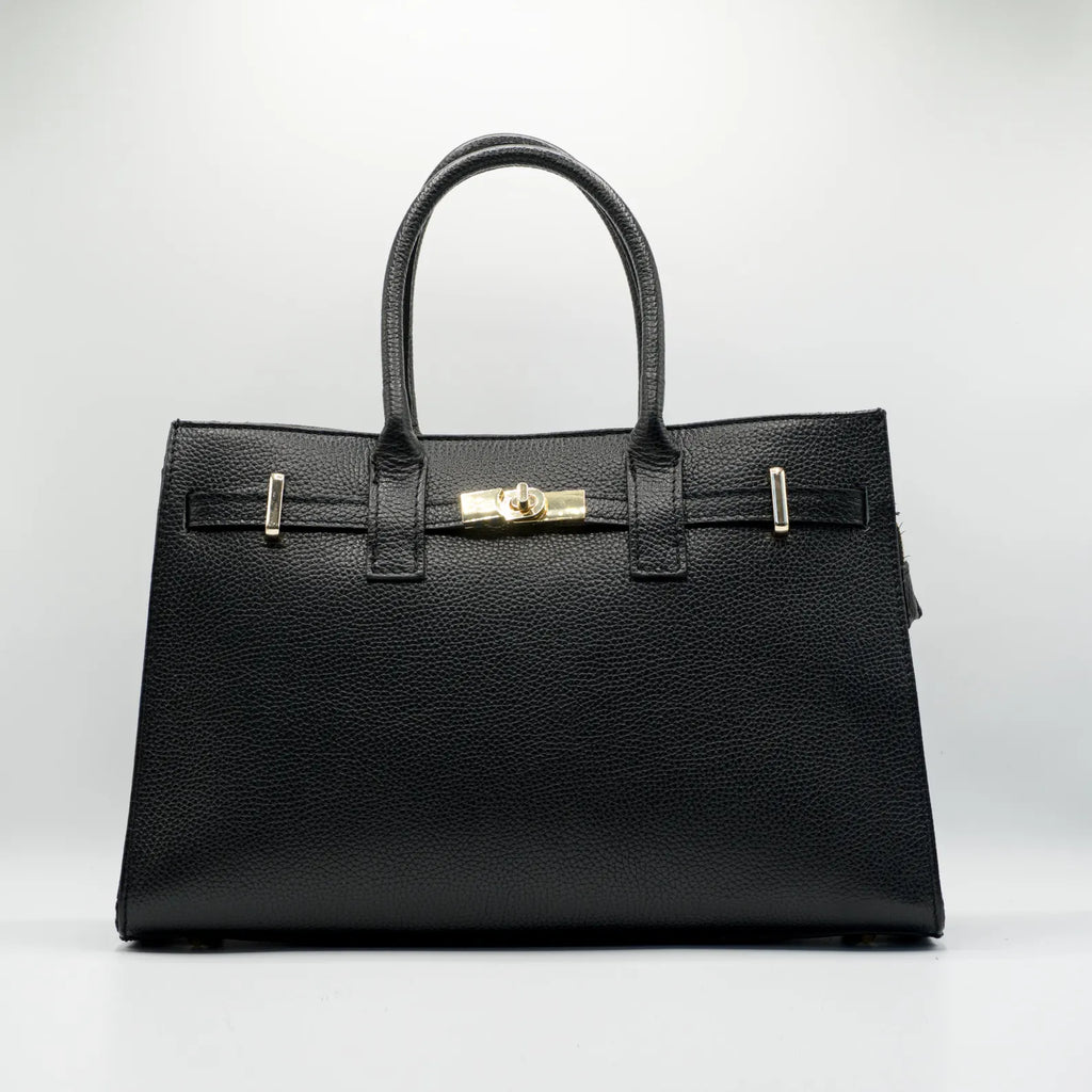 Italian Handmade Leather Bag for Women | Elegant Black Leather Tote From Florence, Made in Italy | Luxury Top Handle Purse