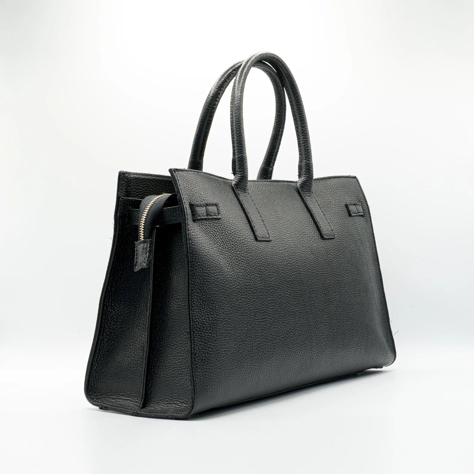 Italian Handmade Leather Bag for Women | Elegant Black Leather Tote From Florence, Made in Italy | Luxury Top Handle Purse