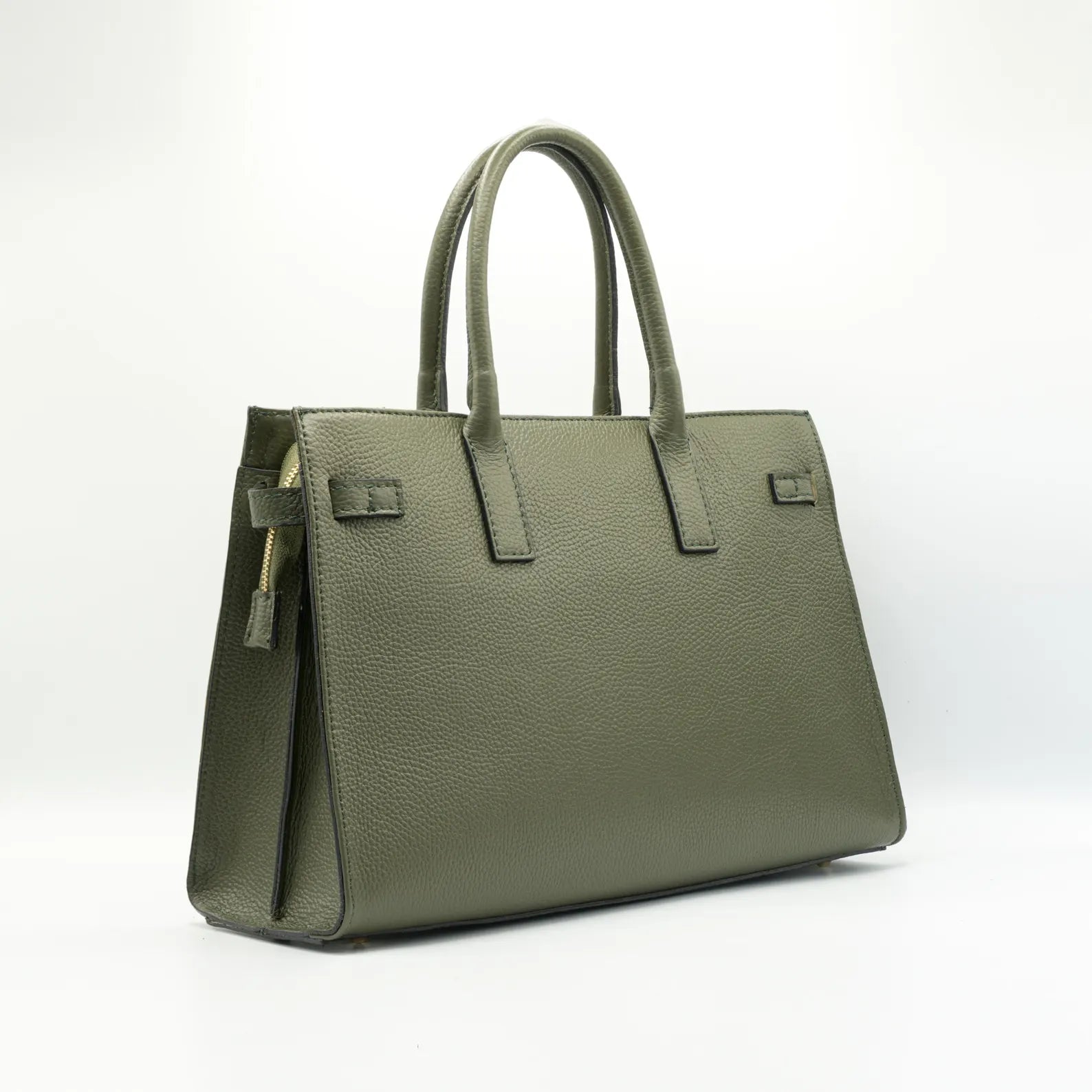 Italian Handmade Leather Bag for Women | Elegant Green Leather Tote From Florence, Made in Italy | Luxury Top Handle Purse