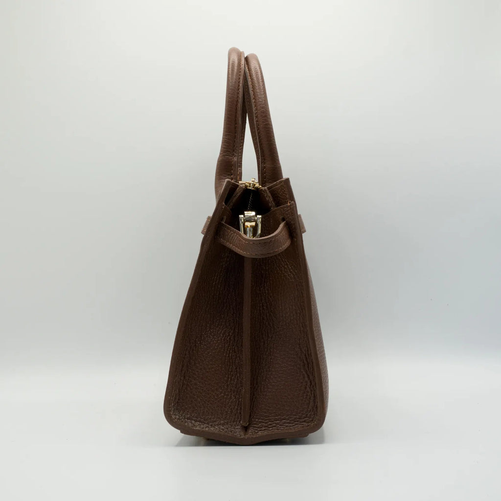 Italian Handmade Leather Bag for Women | Elegant Dark Brown Leather Tote Bag From Florence, Made in Italy | Top-Handle Satchel