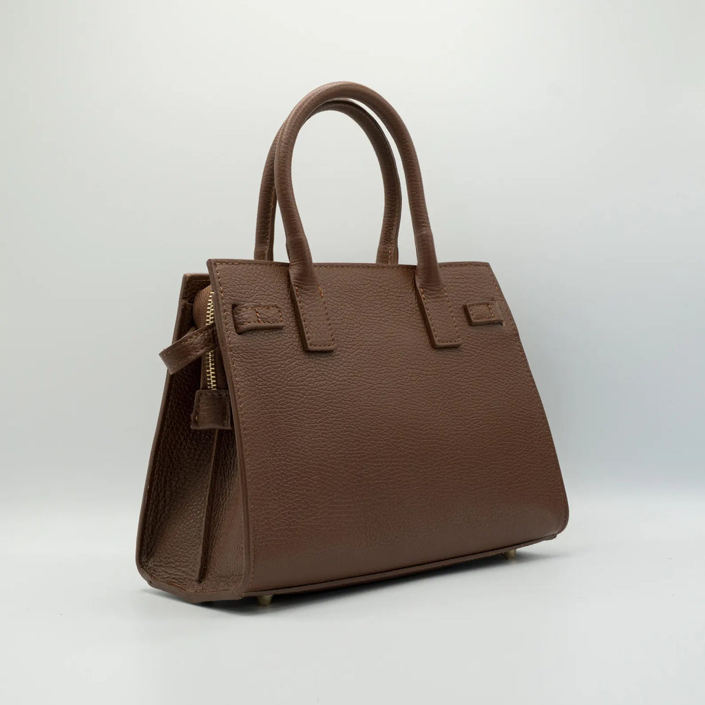 Italian Handmade Leather Bag for Women | Elegant Dark Brown Leather Tote Bag From Florence, Made in Italy | Top-Handle Satchel
