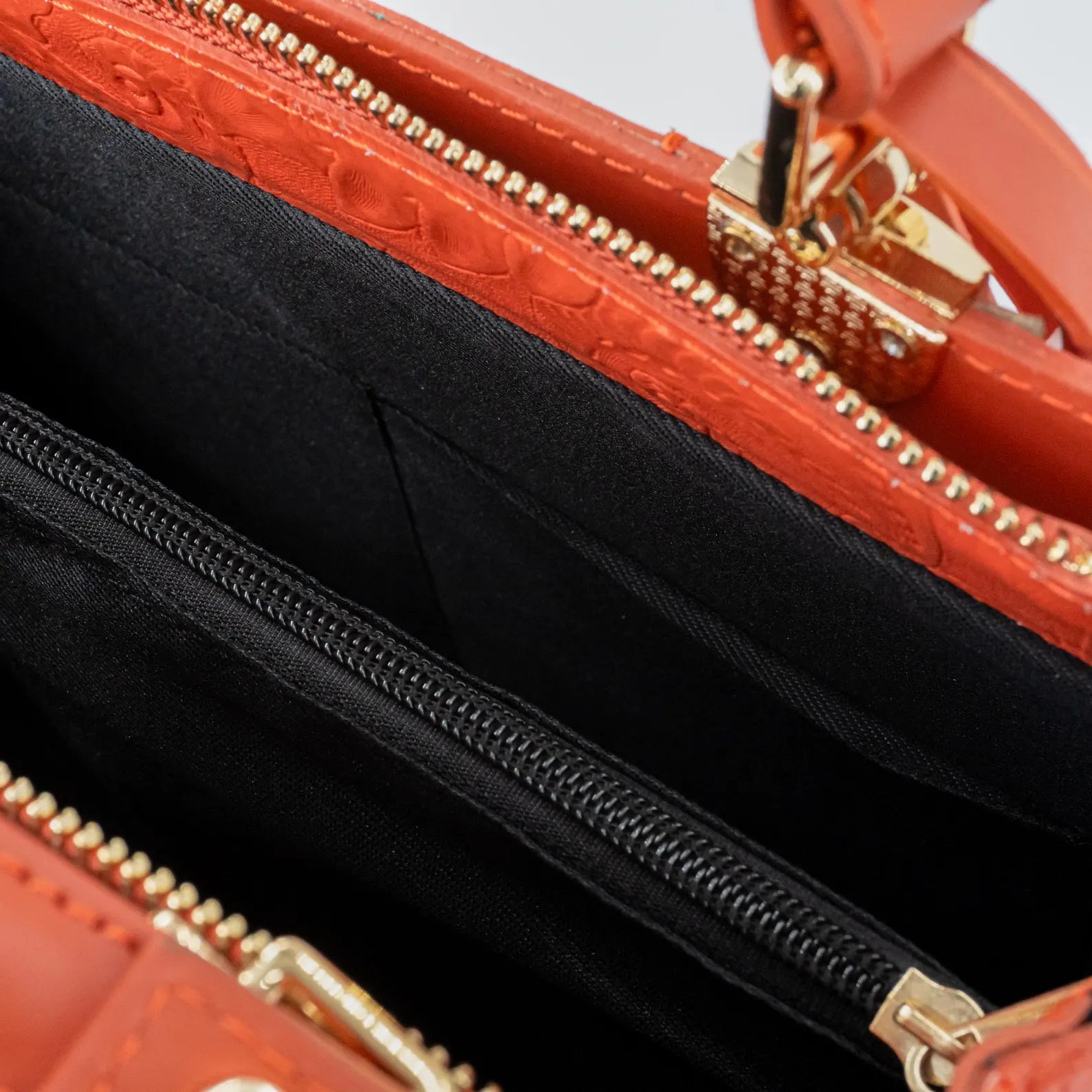 Italian Handmade Leather Bags For Woman | Elegant Embossed Leather Tote From Florence, Orange Bag, Made in Italy | Top Handle Shoulder Bag