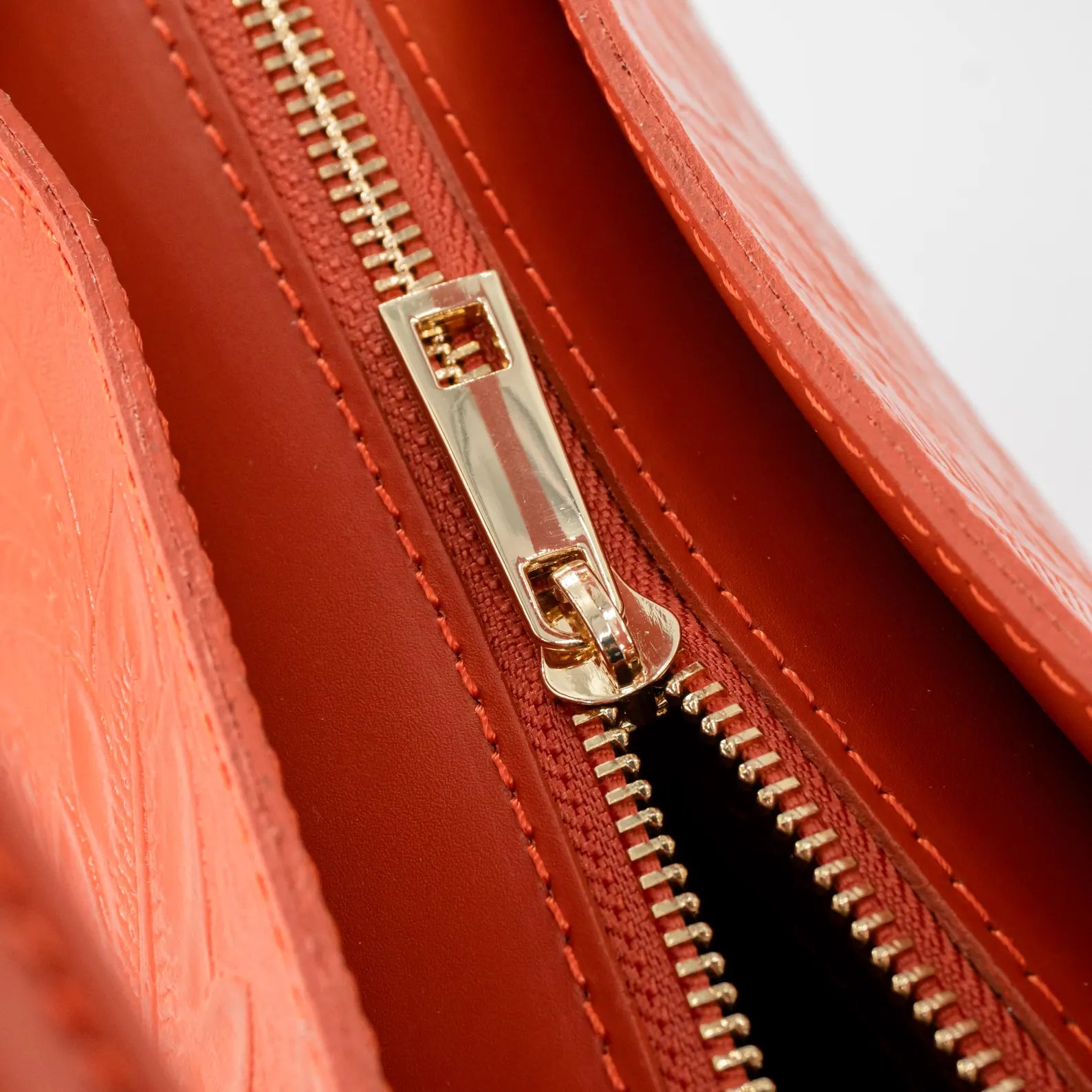 Italian Handmade Leather Bags For Woman | Elegant Embossed Leather Tote From Florence, Orange Bag, Made in Italy | Top Handle Shoulder Bag