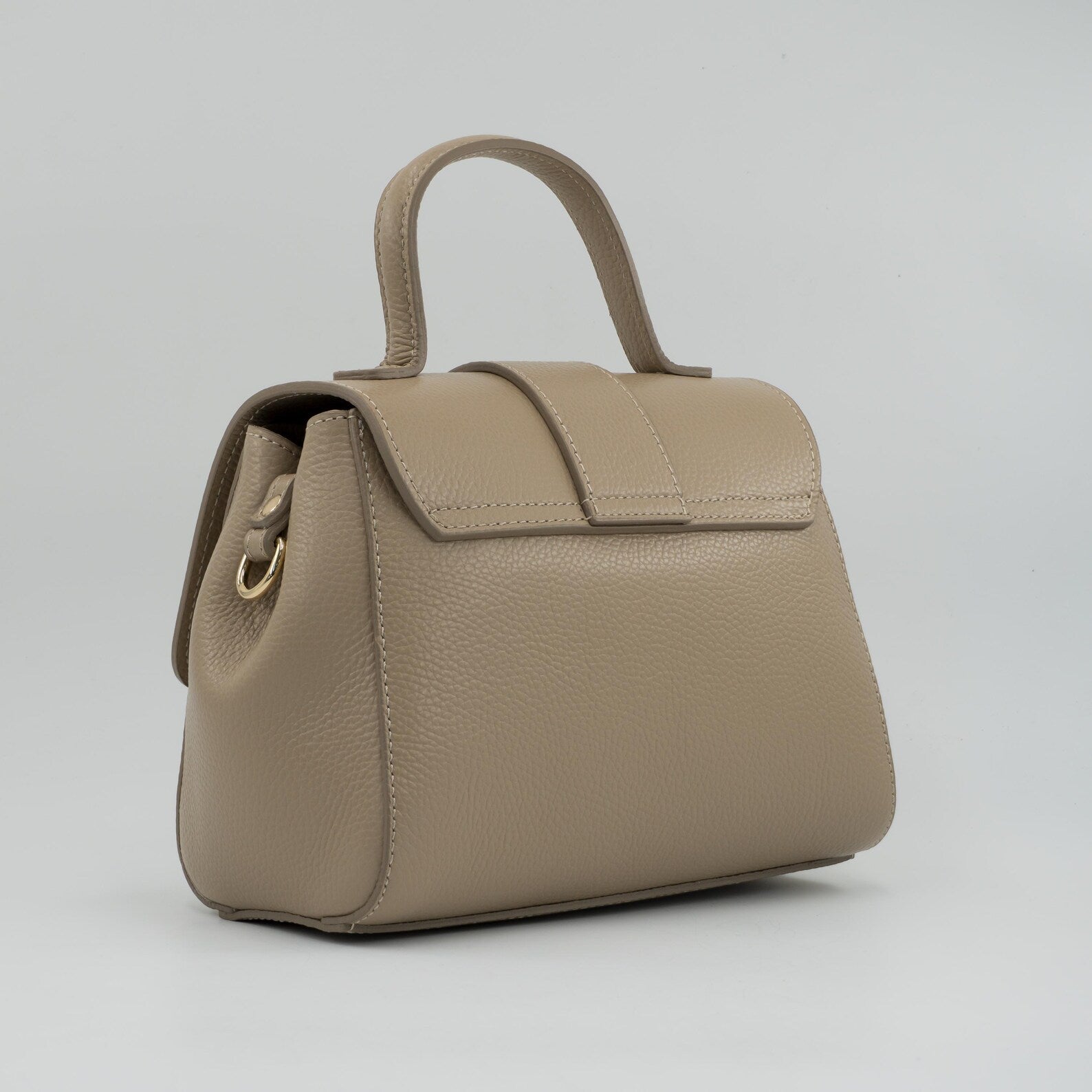 Italian Handmade Leather Bags For Woman | Elegant Top Handle Leather Bag From Florence, Biege Bag, Made in Italy