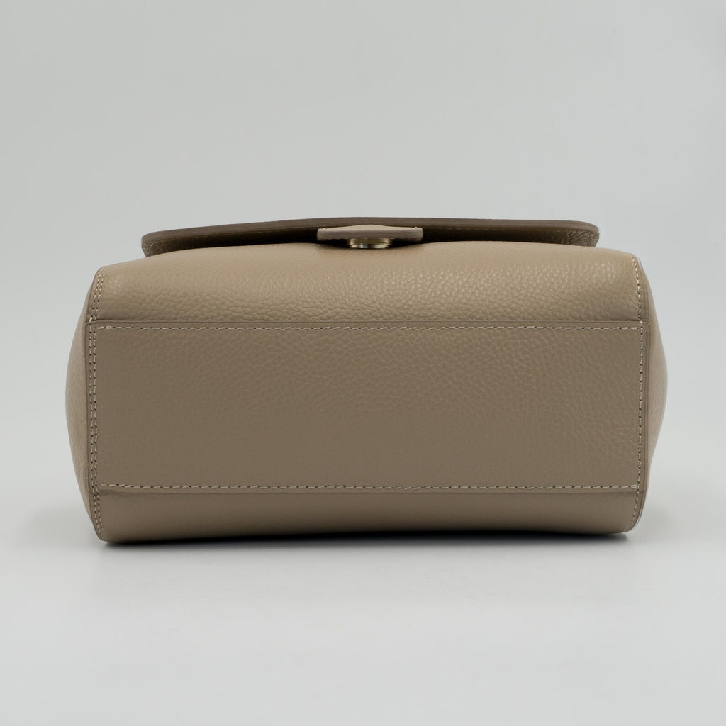 Italian Handmade Leather Bags For Woman | Elegant Top Handle Leather Bag From Florence, Biege Bag, Made in Italy