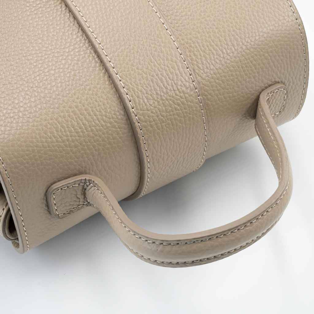 Italian Handmade Leather Bags For Woman | Elegant Top Handle Leather Bag From Florence, Biege Bag, Made in Italy