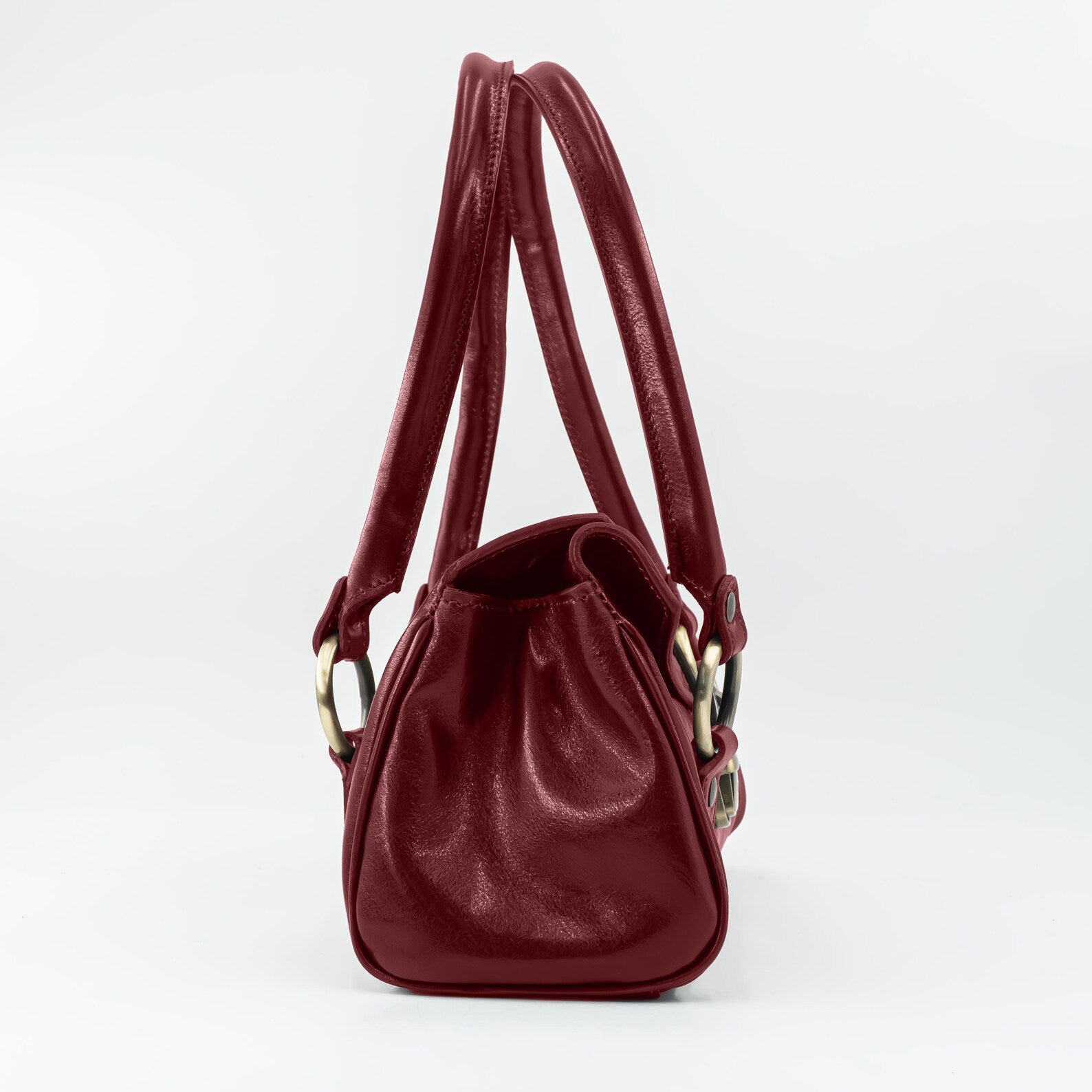 Italian Handmade Leather Bag for Women | Elegant Shoulder Bag From Florence, Burgundy Red Purse, Made in Italy | Top Handle Tote
