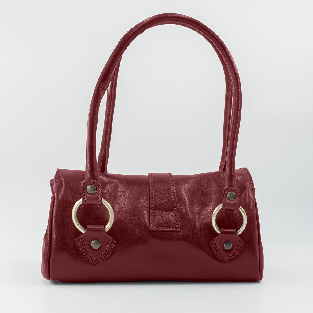 Italian Handmade Leather Bag for Women | Elegant Shoulder Bag From Florence, Burgundy Red Purse, Made in Italy | Top Handle Tote